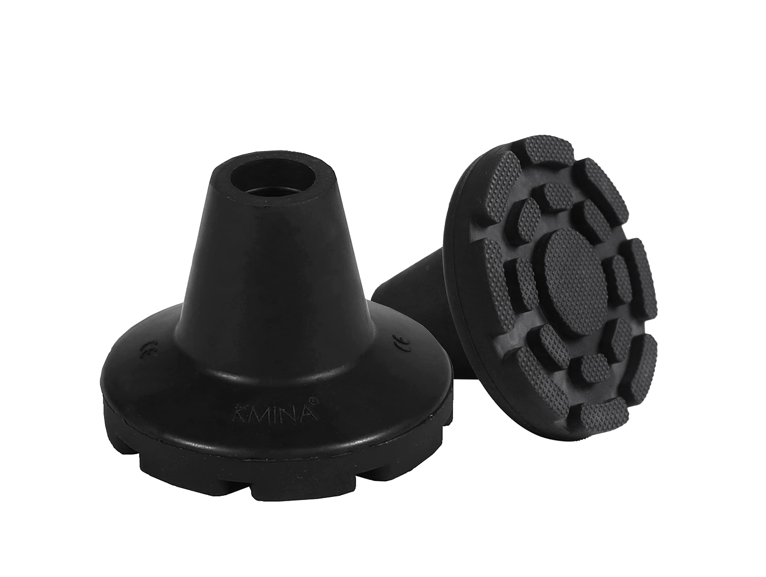 KMINA - Tacos Muletas Antideslizantes 19, 18 y 17 mm (x2 uds), Conteras Anchas Negras, Virolas de Goma - Fabricado en España