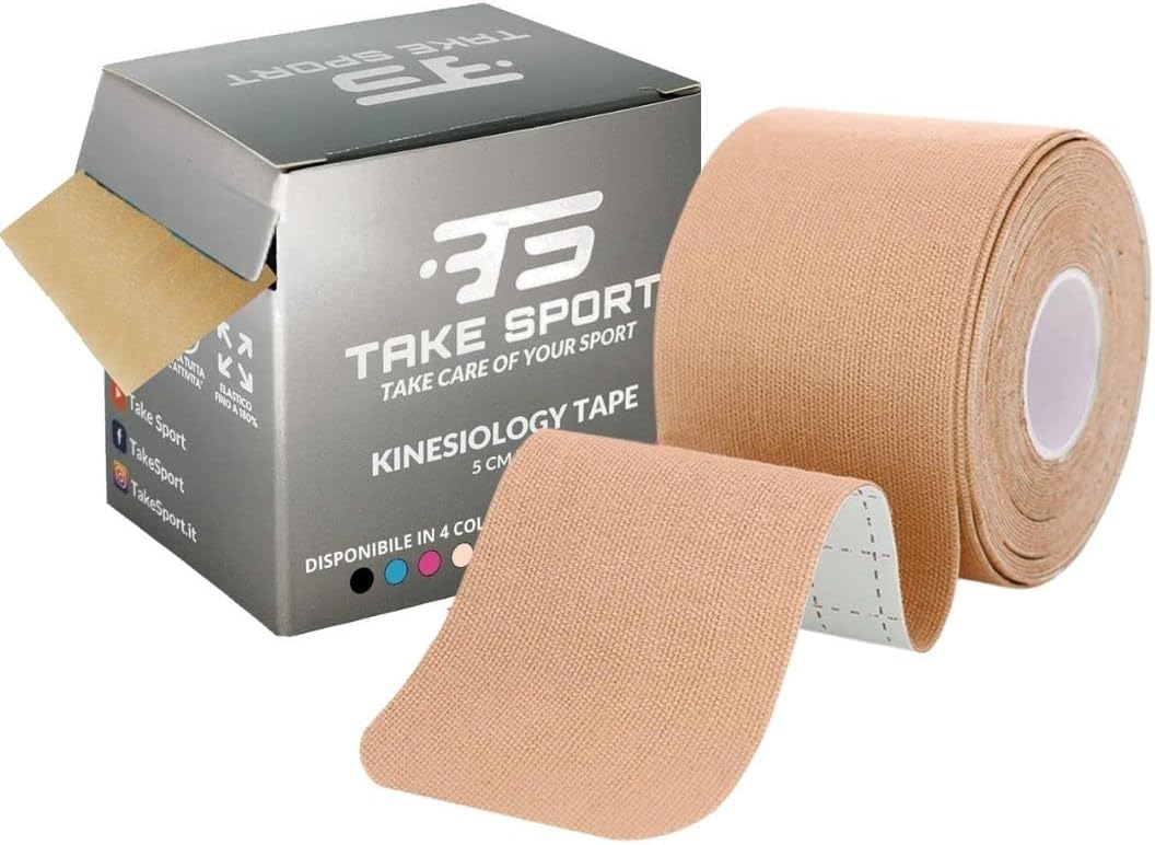 TS Take Sport® Kinesiology Tape 5 cm x 5 m – 1 rollo piel elástico, kinesiotape de algodón y elastano, cinta kinesiológica adhesiva, vendaje neuromuscular, ideal fisioterapia, crossfit, ​​boxeo