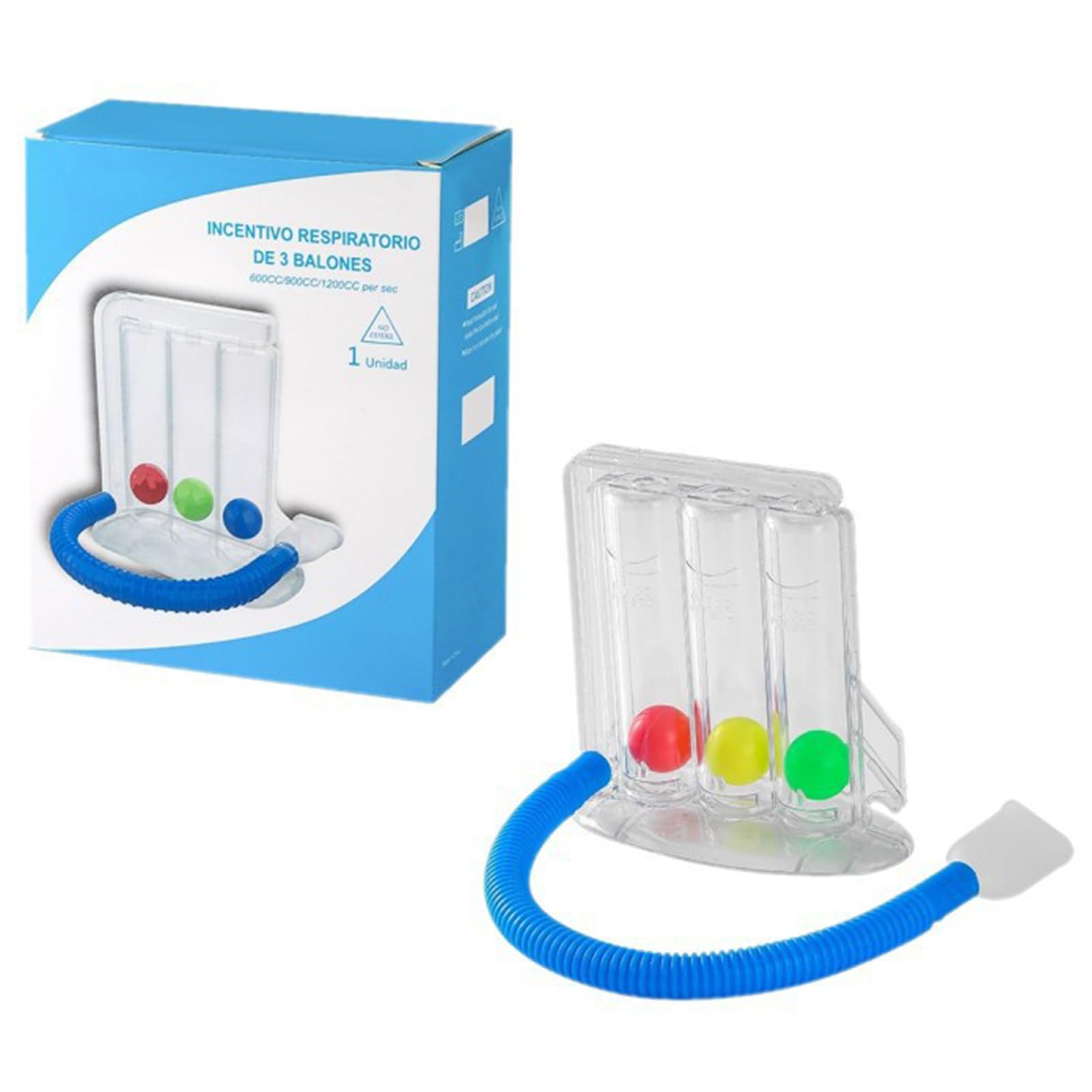 Ejercitador Respiratorio,Sistema Entrenamiento Respiración,Ejercitador Pulmonar,Fortalece y Mejora la Respiración,3 Cámaras para Terapia del Lenguaje y Función Pulmonar con 3 Bolas de Colores