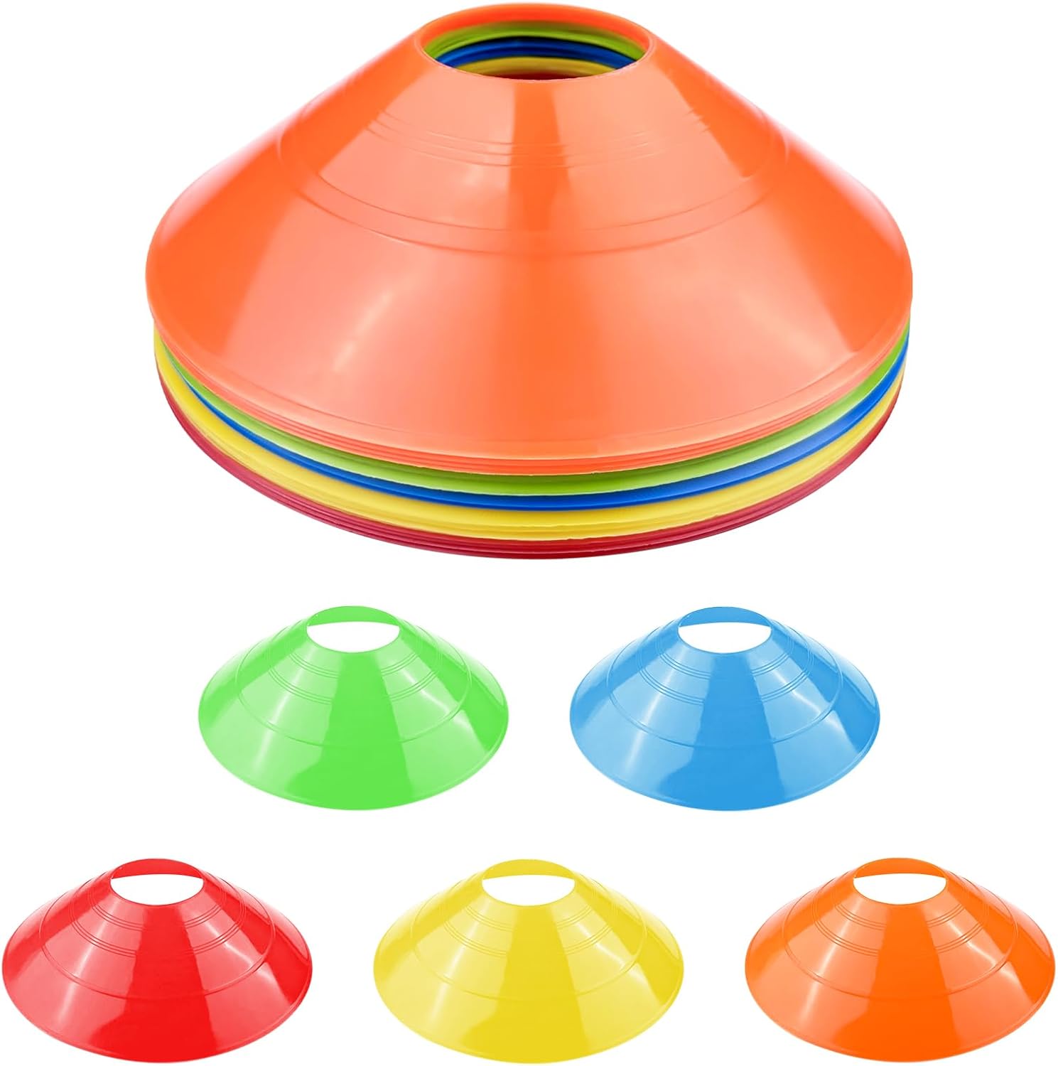 Fousenuk Juego de Conos de fútbol, Conos Redondos con Soporte, Sombrero Deportivo, Discos de Marcado, Conos de fútbol para Hockey, Patinaje sobre Hielo, Balonmano, Entrenamiento de coordinación (5