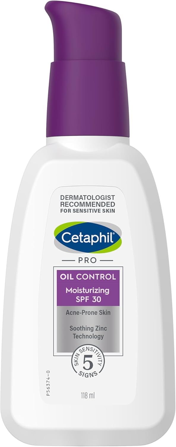 CETAPHIL Crema Hidratante Facial PRO OIL Control, para pieles grasas con tendencia acnéica, con protección solar FPS 30, 118ML