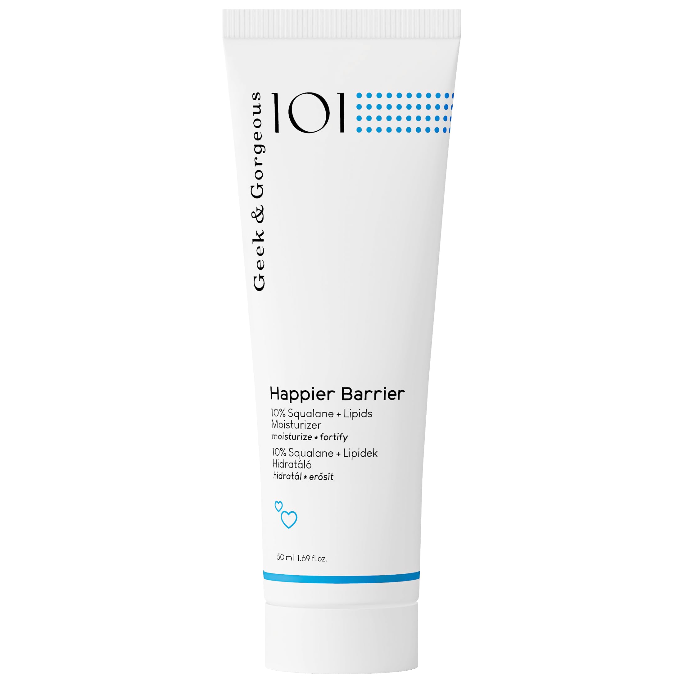 Geek & Gorgeous HAPPIER BARRIER - Crema nutritiva para la piel para una barrera sana y piel suave y sedosa, para pieles secas, normales y mixtas, tubo de 50 ml
