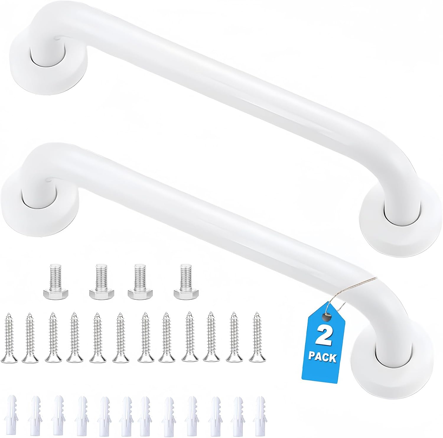 Asa de Seguridad para Baño, 2 Piezas 30cm Agarraderas Baño, Antideslizante Asidero Ducha Agarraderas Baño, Barra Ducha Agarrador Soporte Ducha Para Personas Mayores Niños (Blanco)
