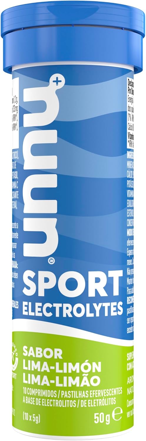 Nuun Sport Lima Limón Comprimidos Efervescentes con Electrólitos y Vitamina C, Contribuye a una Óptima Hidratación y Funcionamiento del Sistema Inmune, 1 Tubo con 10 Tabletas Efervescentes
