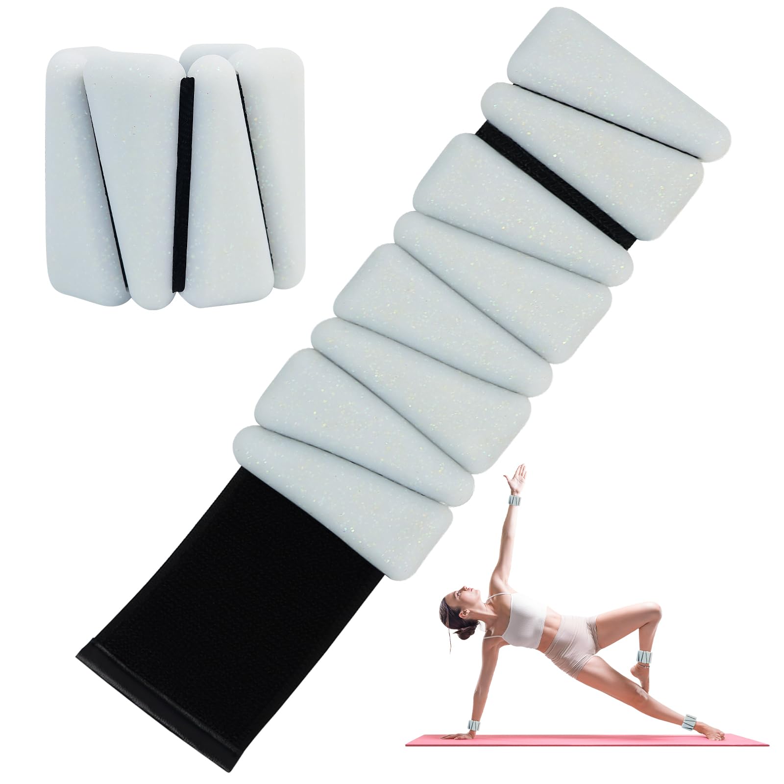 2 pesos de muñeca ajustables para muñeca y tobillo para hombre y mujer, pulseras de muñeca de silicona para yoga, baile, pilates, natación, cardio, aeróbicos, gimnasios