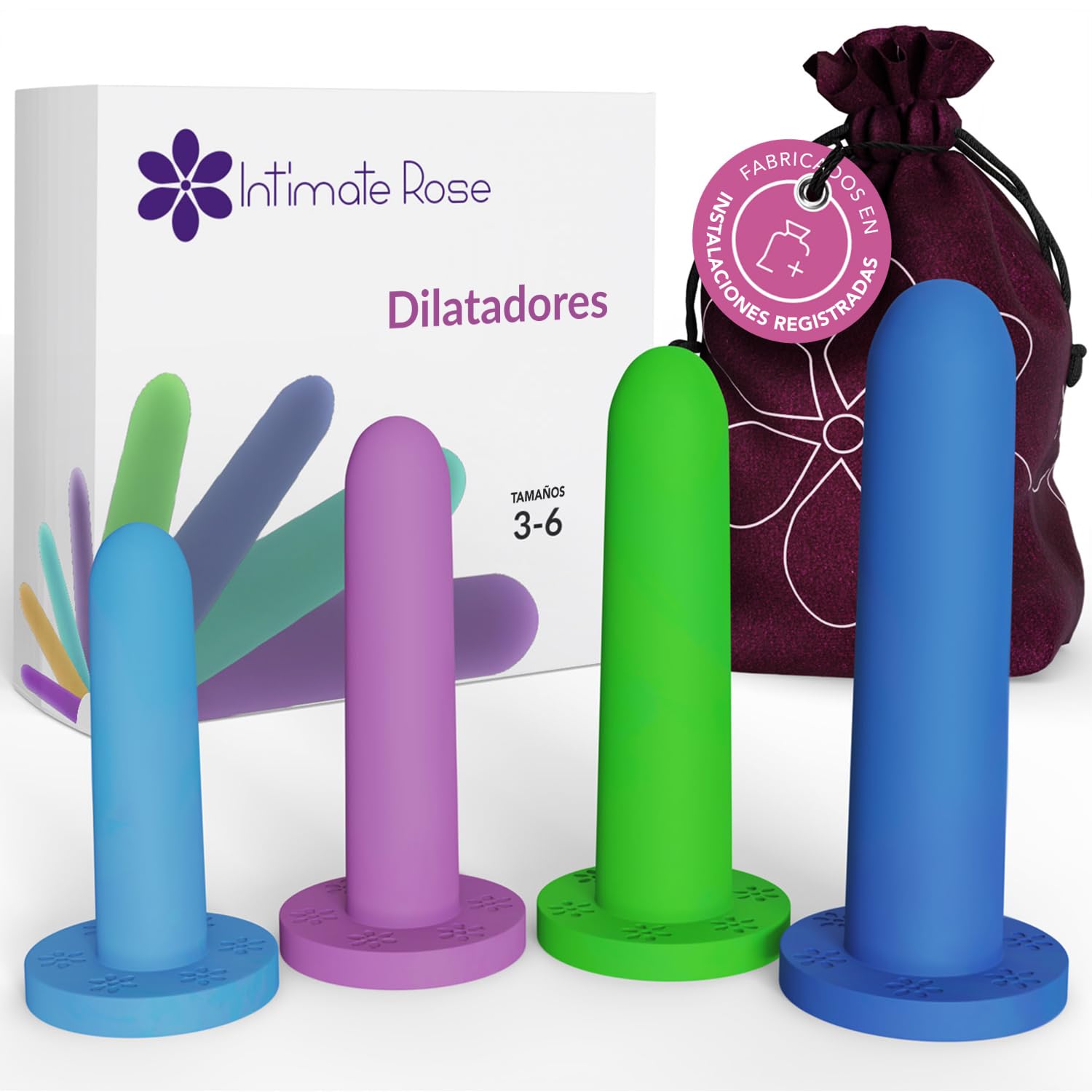 Intimate Rose Dilatadores Vaginales Talla 3–6 – Silicona Médica para Vaginismo y Rehabilitación del Suelo Pélvico | Dilatador Vaginal Ginecológico Progresivo, Set de 4
