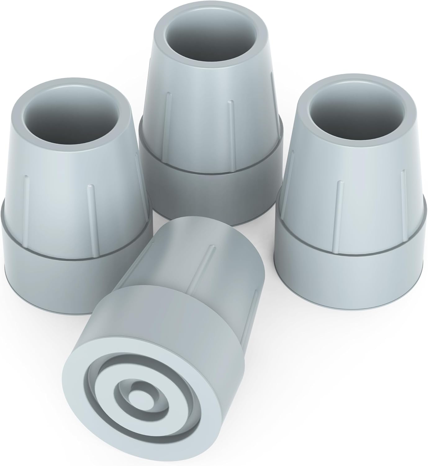 supregear Puntas de Repuesto para Muletas, Bastones y Bastones de Caminata, 4 Piezas, Puntas de Goma Resistente de 25 mm, Gris