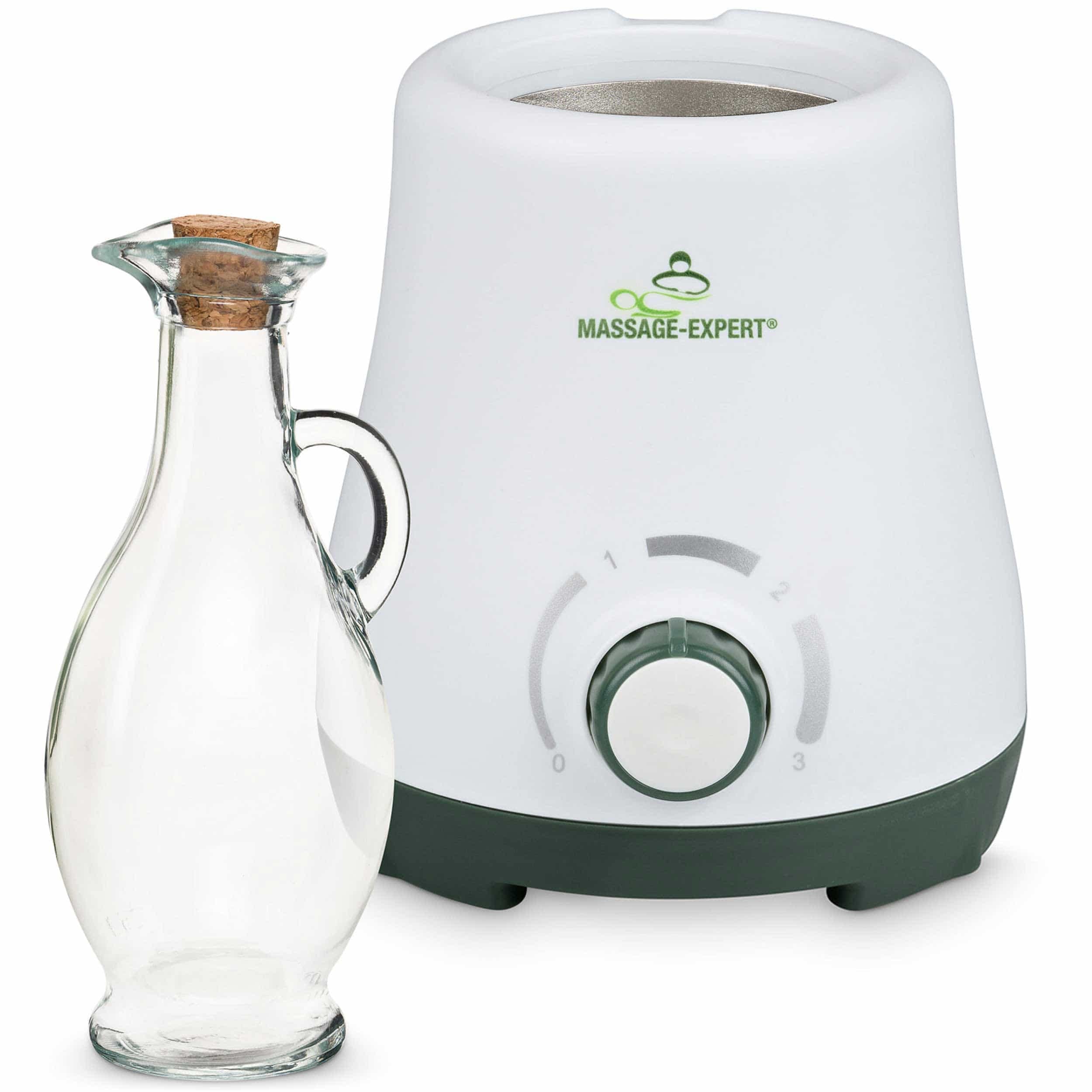 Calentador de aceite de masaje con jarra de cristal, Calienta el aceite agradablemente en solo 5 minutos, Calentamiento continuo de 0 a 100 °C.
