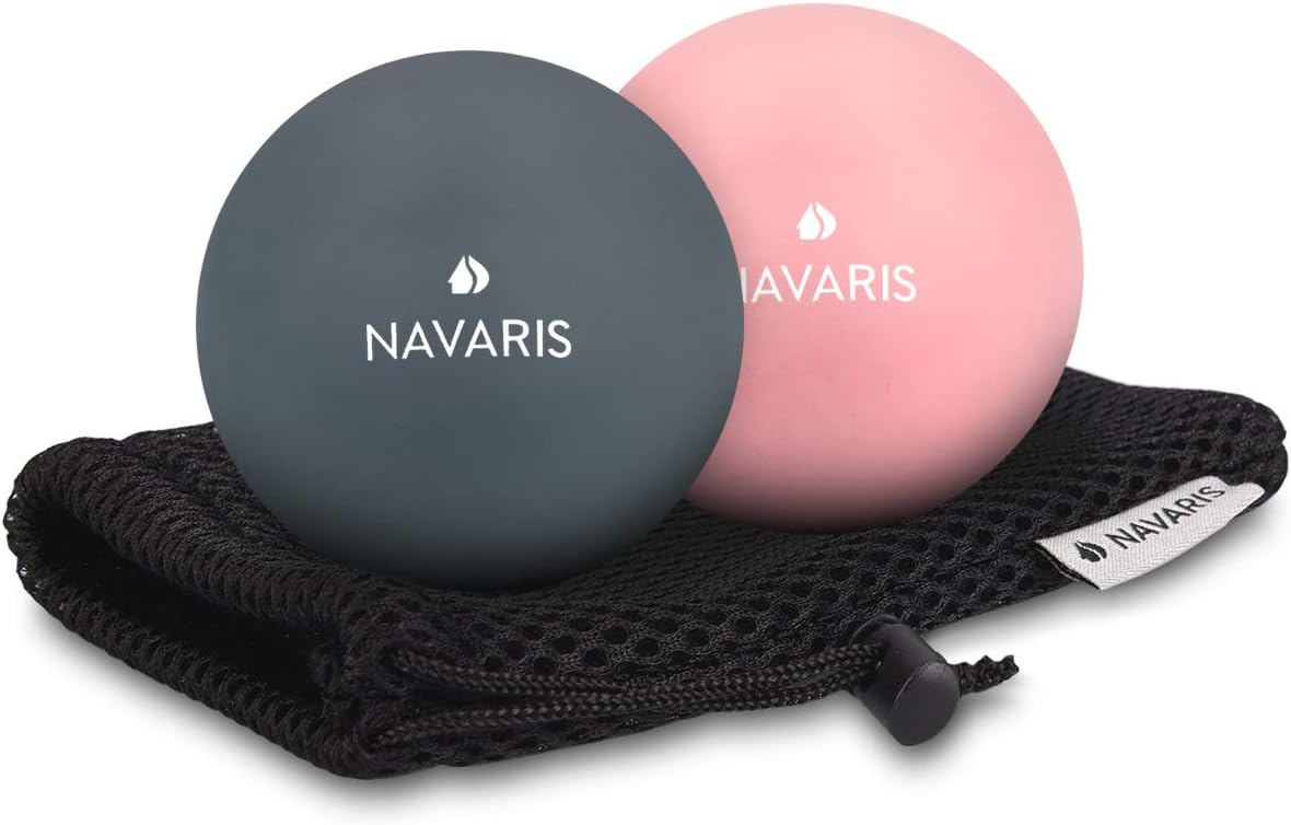 Navaris Set de 2 Bolas para masajes - Bolas de lacrosse para automasajes - 2 Pelotas para fisioterapia terapia de puntos - Massage Balls