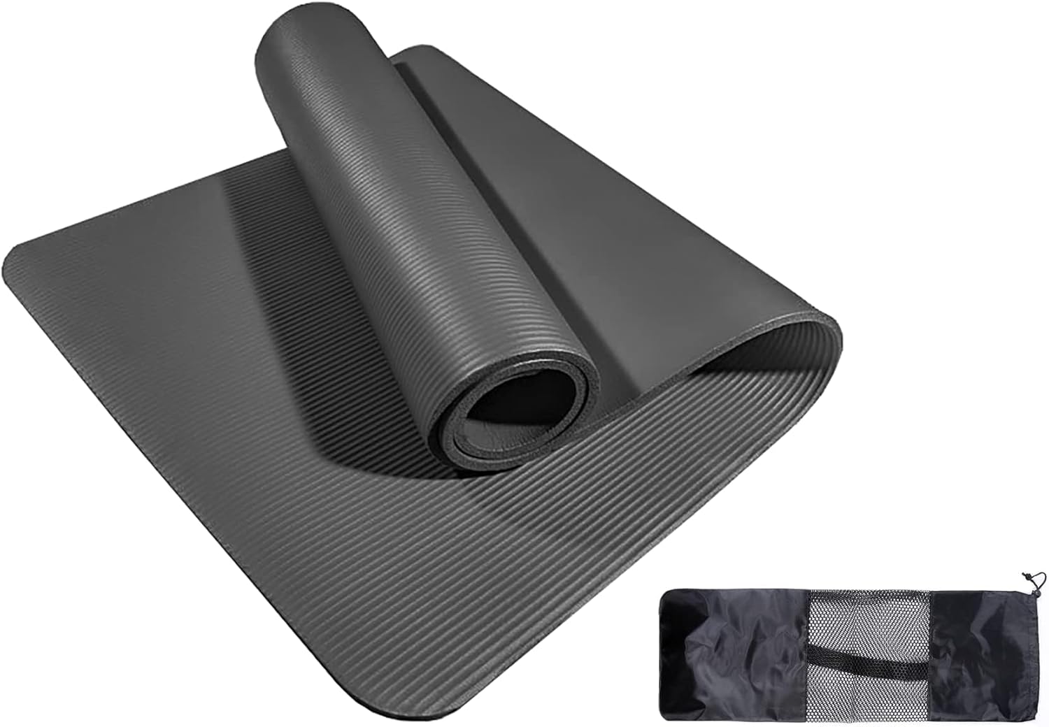 Esterilla Deporte Yoga Pilates Fitness Colchoneta Gimnasia Antideslizante,alfombras yoga NBR Alta Densidad Gruesa 8mm Diseñada para Pilates y Entrenamiento.(8MM-NEGRO)