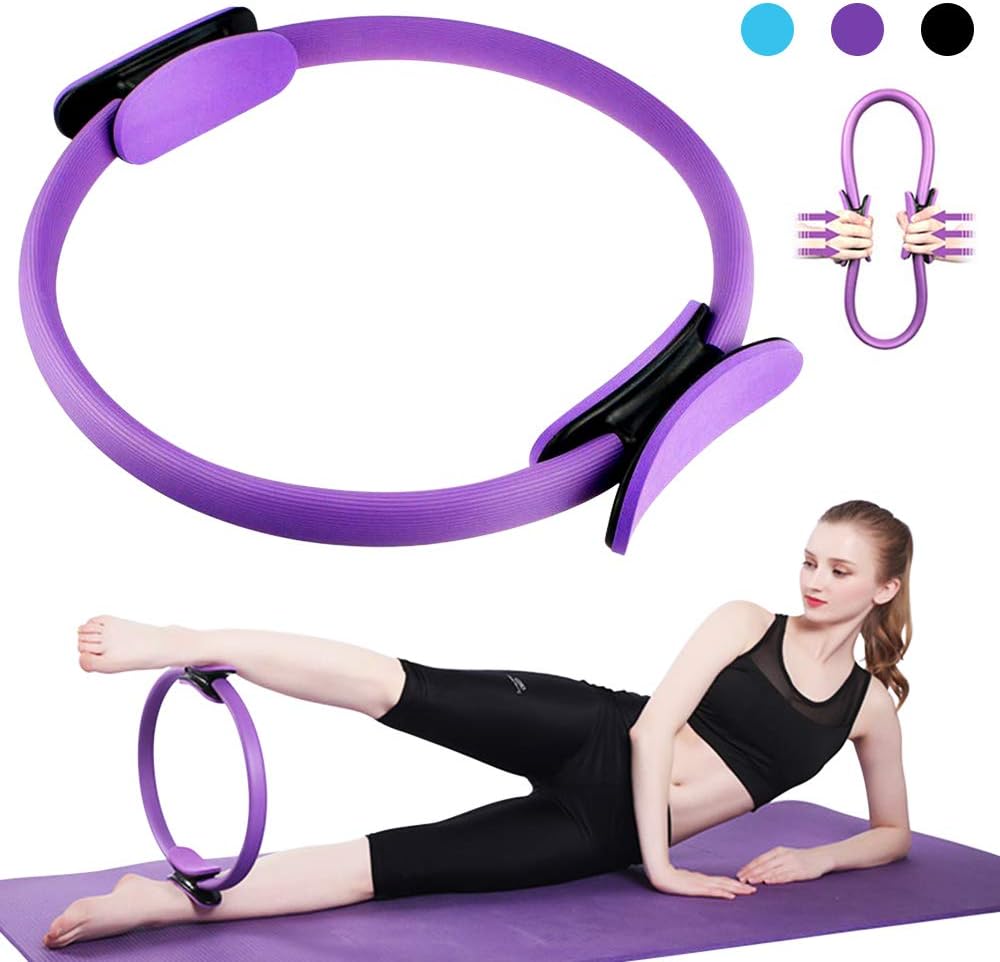 Anillo de Resistencia,Pilates Circle con Mango Doble,Diámetro 39CM para Ejercicios de Pilates, Yoga, Gimnasia, Fitness