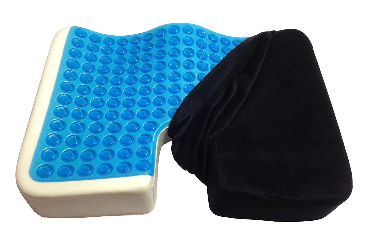 Kieba Coccyx - Cojín para asiento de espuma viscoelástica de gel grande, ortopédico para Sciatica, espalda y dolor de cintura (negro) Kieba