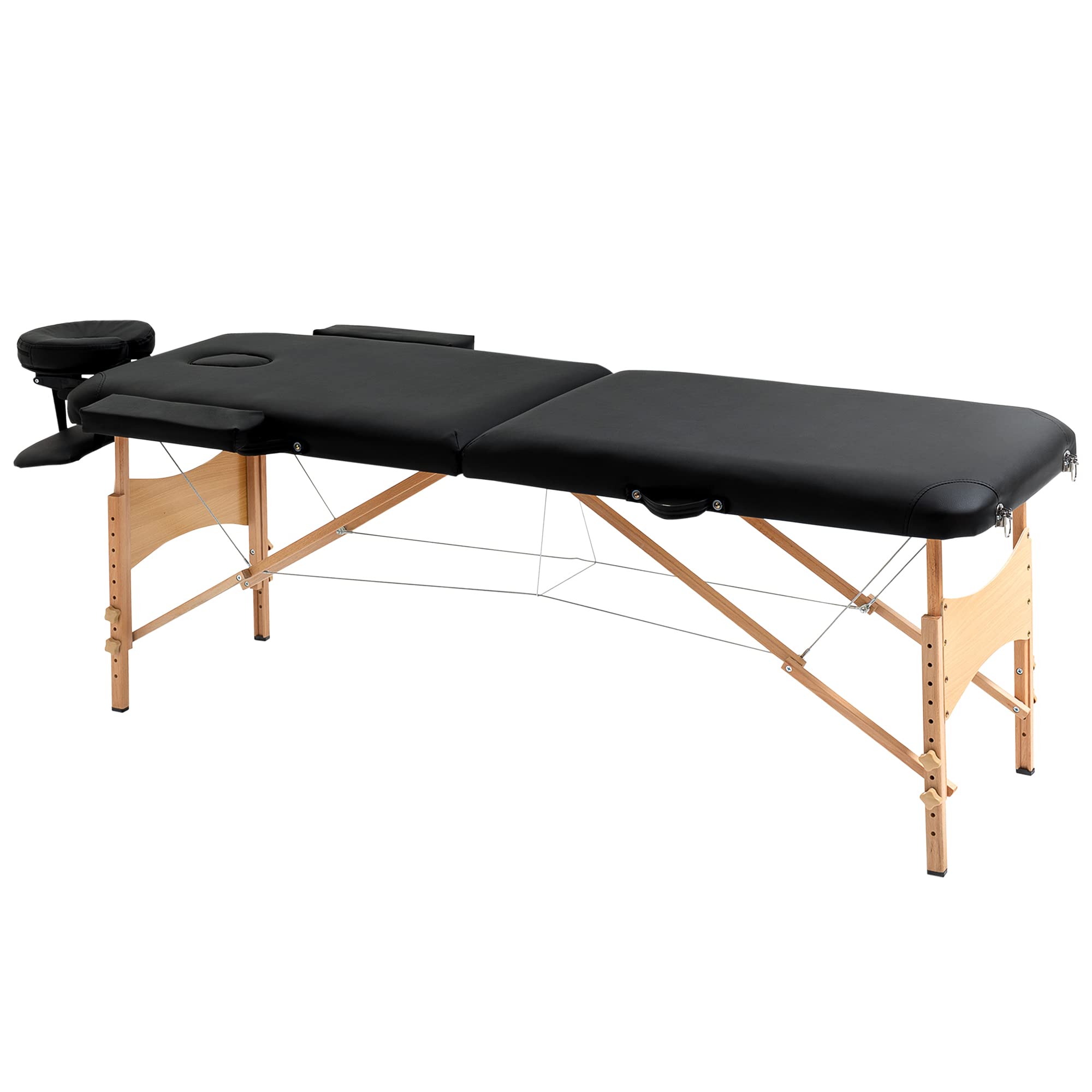 HOMCOM Cama De Masaje Madera Plegable 182 x 60cm Tatuaje Terapia Sofa Cama Negro