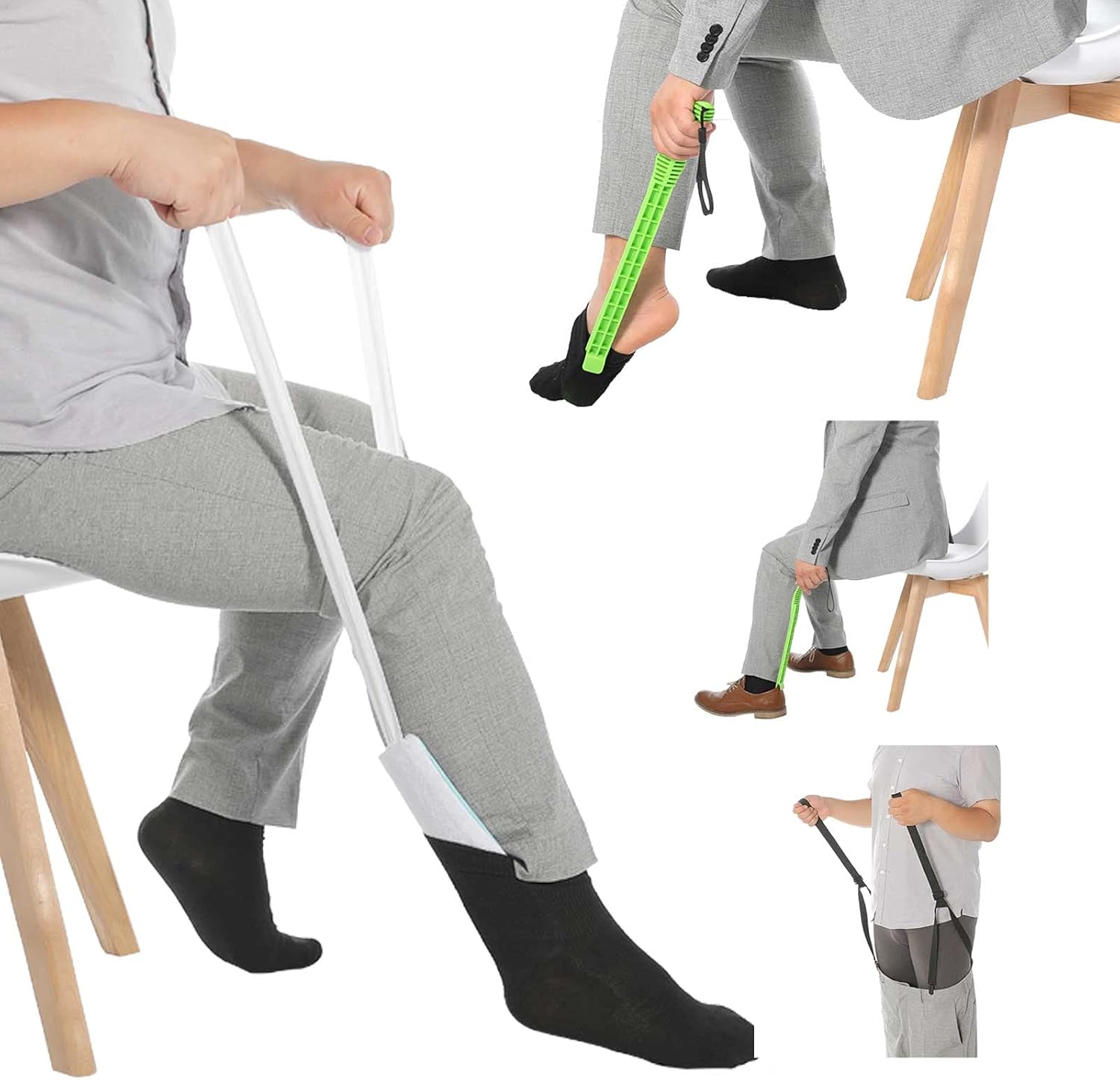 Poner Calcetines, Zapatos, Pantalones sin Agacharse, Calcetines fáciles de poner y Quitar, Ayuda a las Personas Mayores o con Movilidad Reducida a poner Calcetines, Calzador de Calcetines