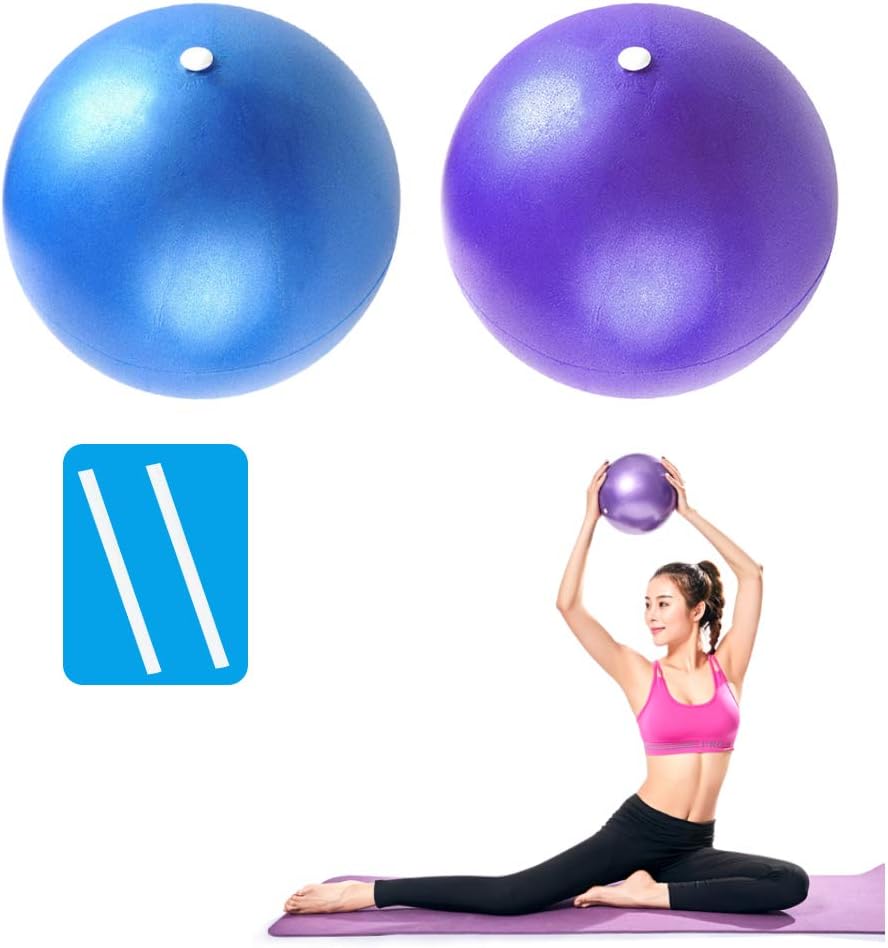 PROVO Paquete de 2 Pelotas de Pilates Suaves, balón de Ejercicio pequeño antiestallido de 23 cm con popote Inflable, para Pilates, Yoga, Entrenamiento básico y Terapia física, hogar, Gimnasio,