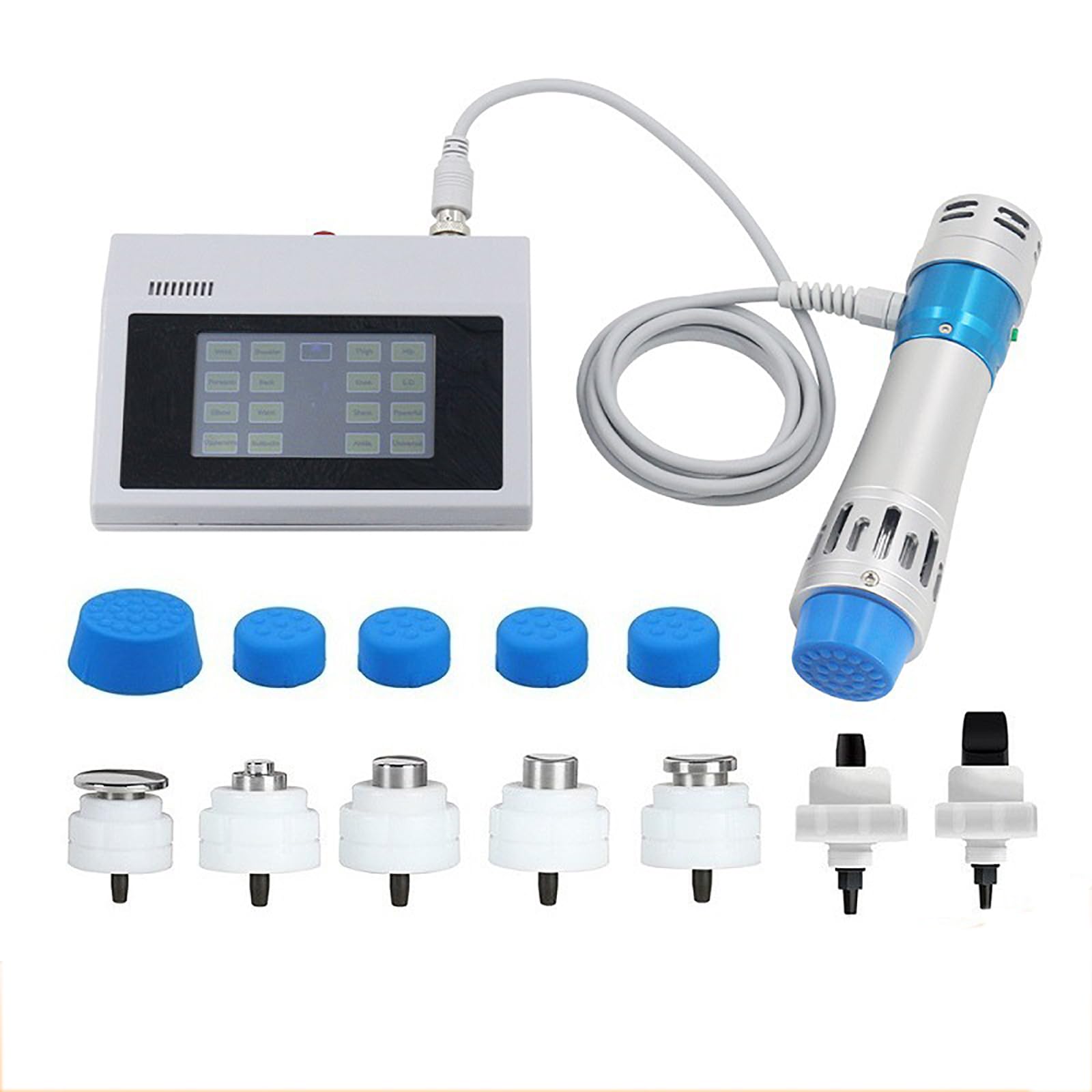 Máquina Terapia Ondas Choque, Dispositivo Terapia Ondas Choque ED Con 1 Mango Y 7 Sondas,frecuencia Ajustable 1-18HZ Y Energía 10-300MJ,profundamente En Piel 8cm,no Invasivo, Para El Cuerpo