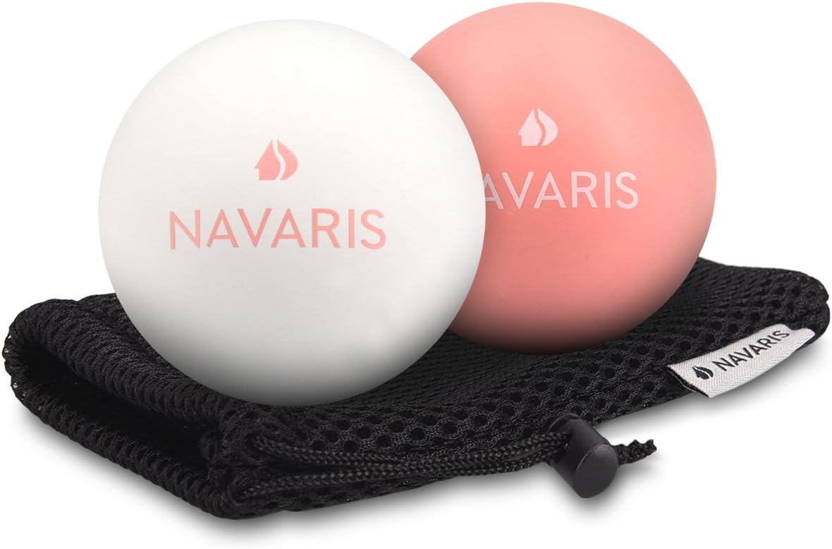 Navaris Set de 2 Bolas para masajes - Bolas de Lacrosse para automasajes - 2 Pelotas para Terapia de Puntos