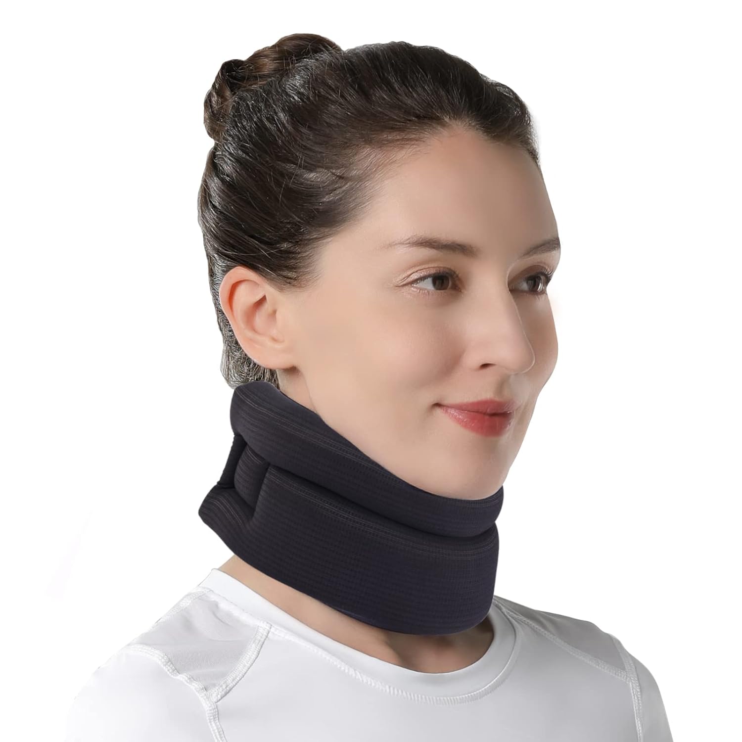 Collarín Cervical Blando, Soporte para el Cuello, Alivio del Dolor y la Presión en la Columna Vertebral, Adecuado para Viajar, Dormir y Trabajar(Negro, M)
