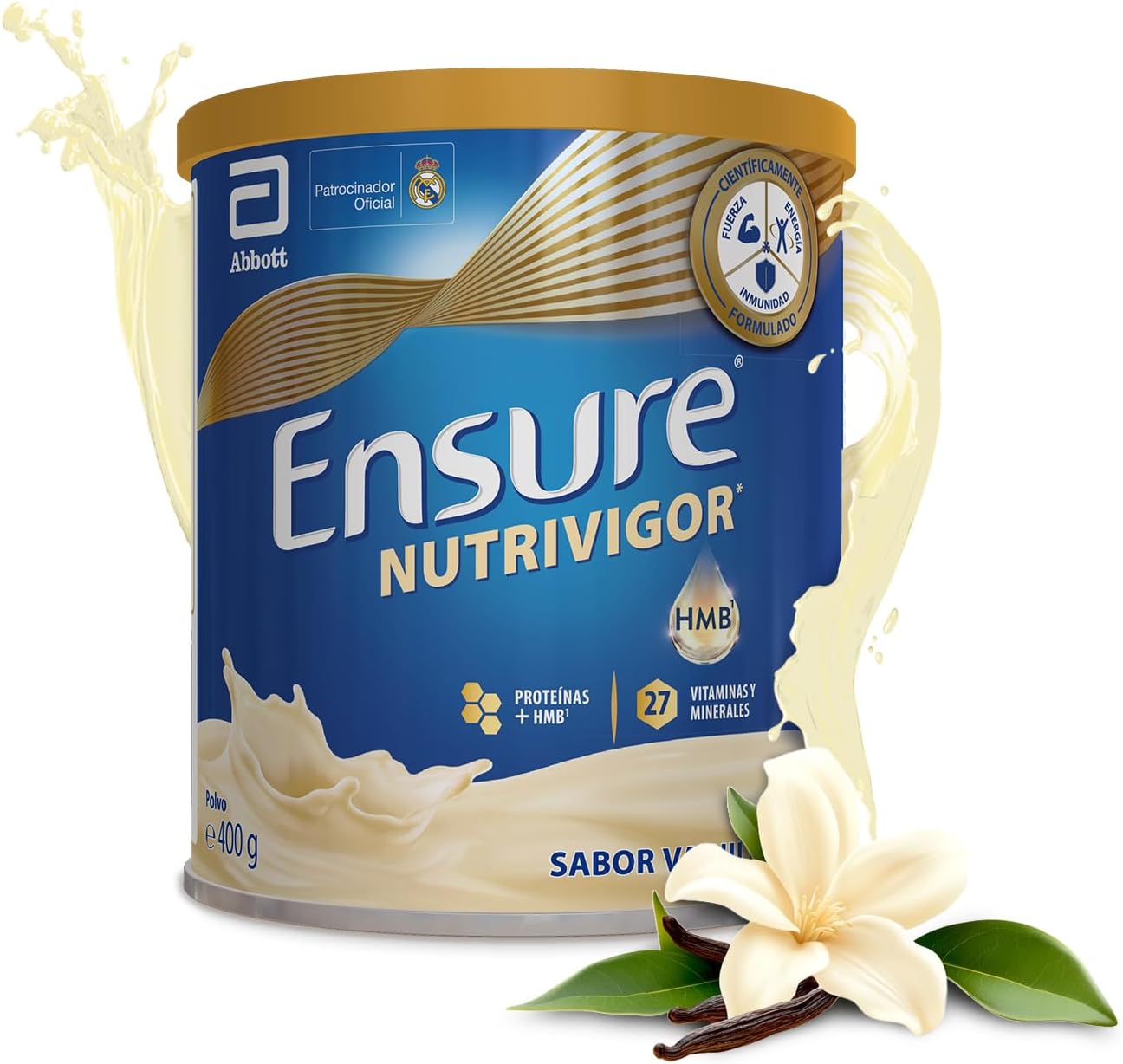Ensure Nutrivigor - Complemento Alimenticio para Adultos, con HMB, Proteínas, Vitaminas y Minerales, como el Calcio- Sabor Vainilla- 400 g
