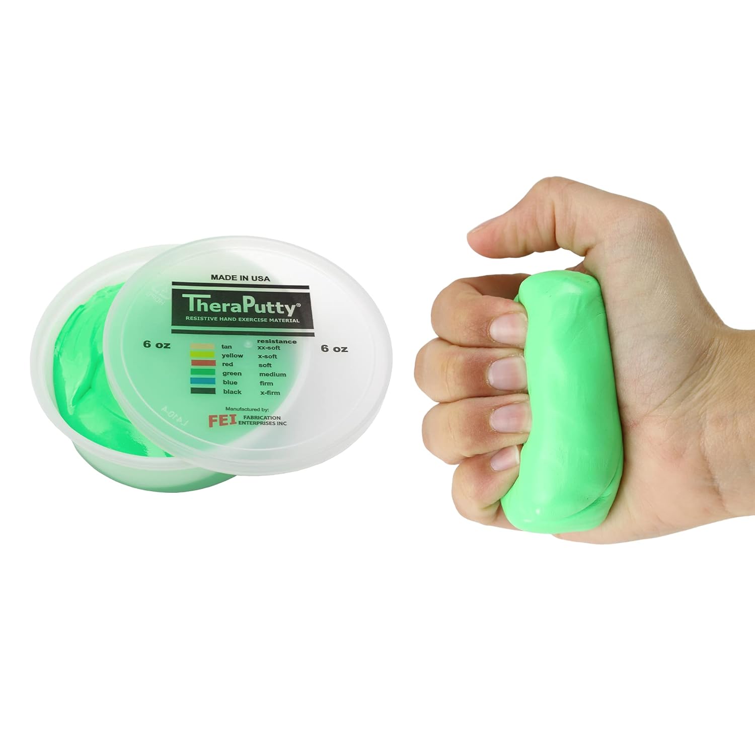 CanDo TheraPutty anti bacteriano - Pasta modelar - 170 g - Verde (moderada)