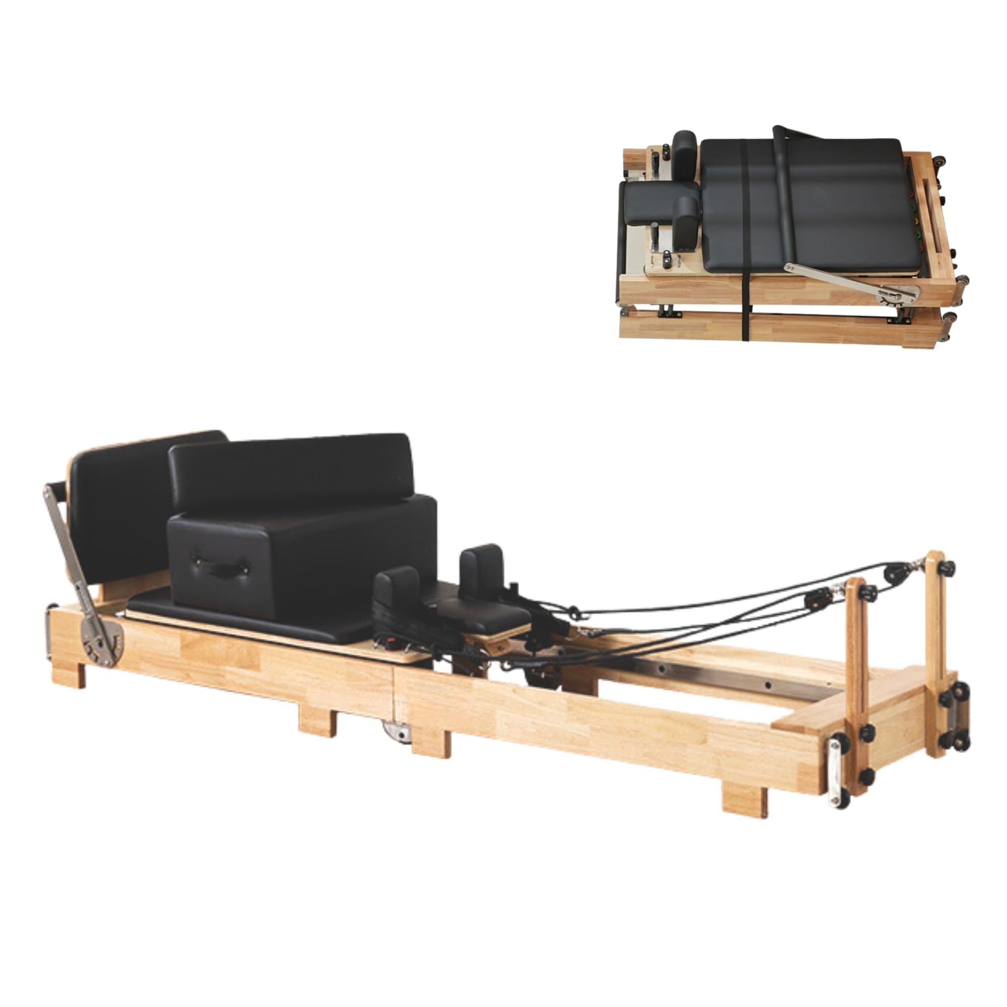 Máquina Reformer de Pilates. Equipo Reformador de Pilates. Maquina de Entrenamiento de Pilates con Base Deslizante y Ruedas. Máquina Reformadora de Pilates Plegable para uso Doméstico, Profesional.