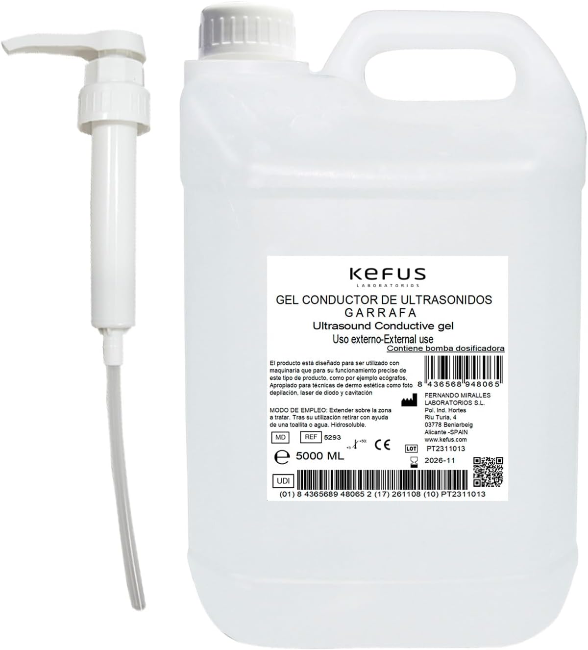 Gel conductor ultrasonido garrafa 5 L.