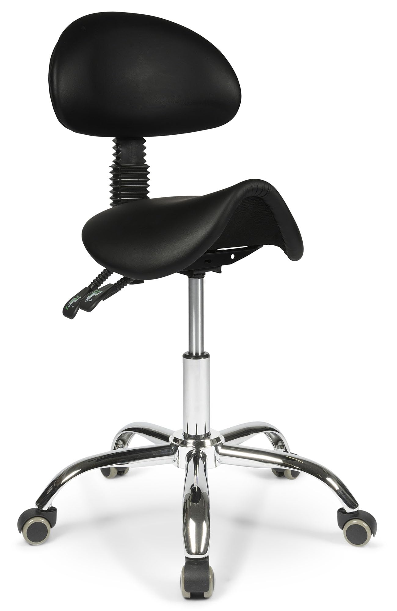 Dunimed Taburete ergonómico con Respaldo - Taburete, Taburete de Trabajo, Taburete de Oficina - regulación de la Altura del Asiento Negro
