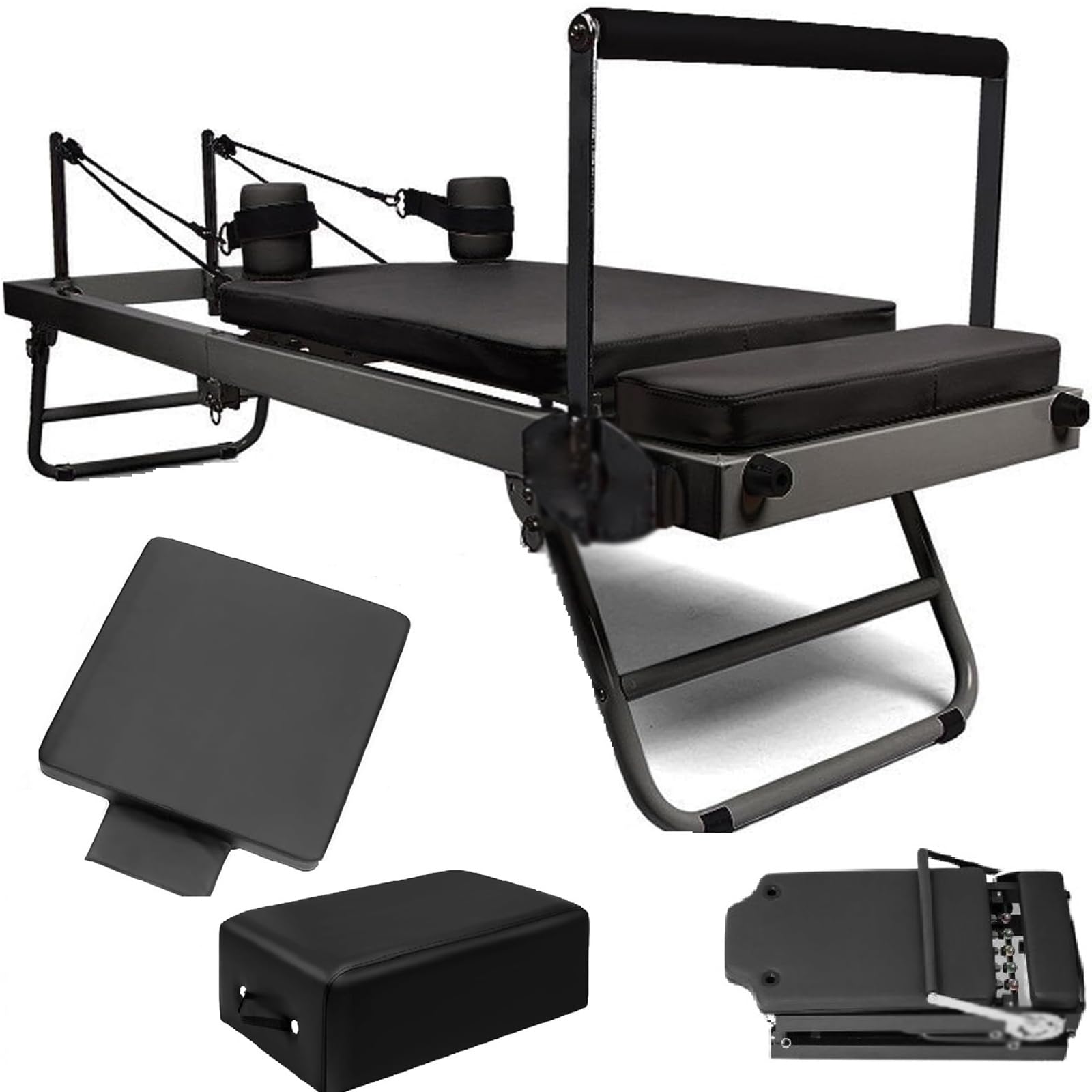 Máquina De Pilates Reformer Plegable, Máquina De Pilates para El Hogar Y El Gimnasio, Mejora La Fuerza Central Y El Equilibrio Pilates Reformer con 10 Resortes De Acero Inoxidable