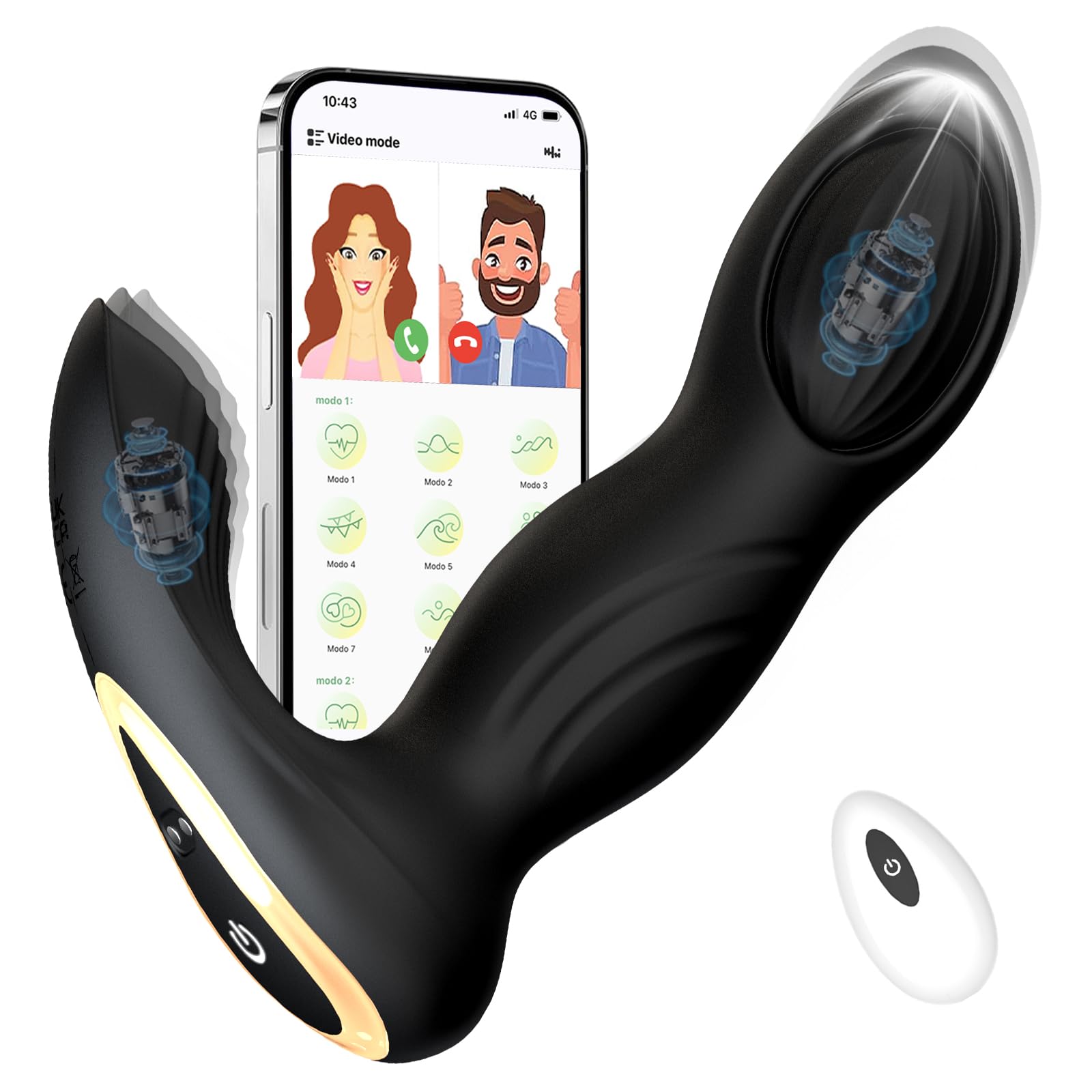Consoladores.. para Hombre con Vibración Dilatador Anal Vibradorador Hombre Juguetes Eróticos para Pareja Sexuales Vibrador Mando Distancia Plug Anal Juguetes Sexuales Plug Anales,con Vibración(Black)