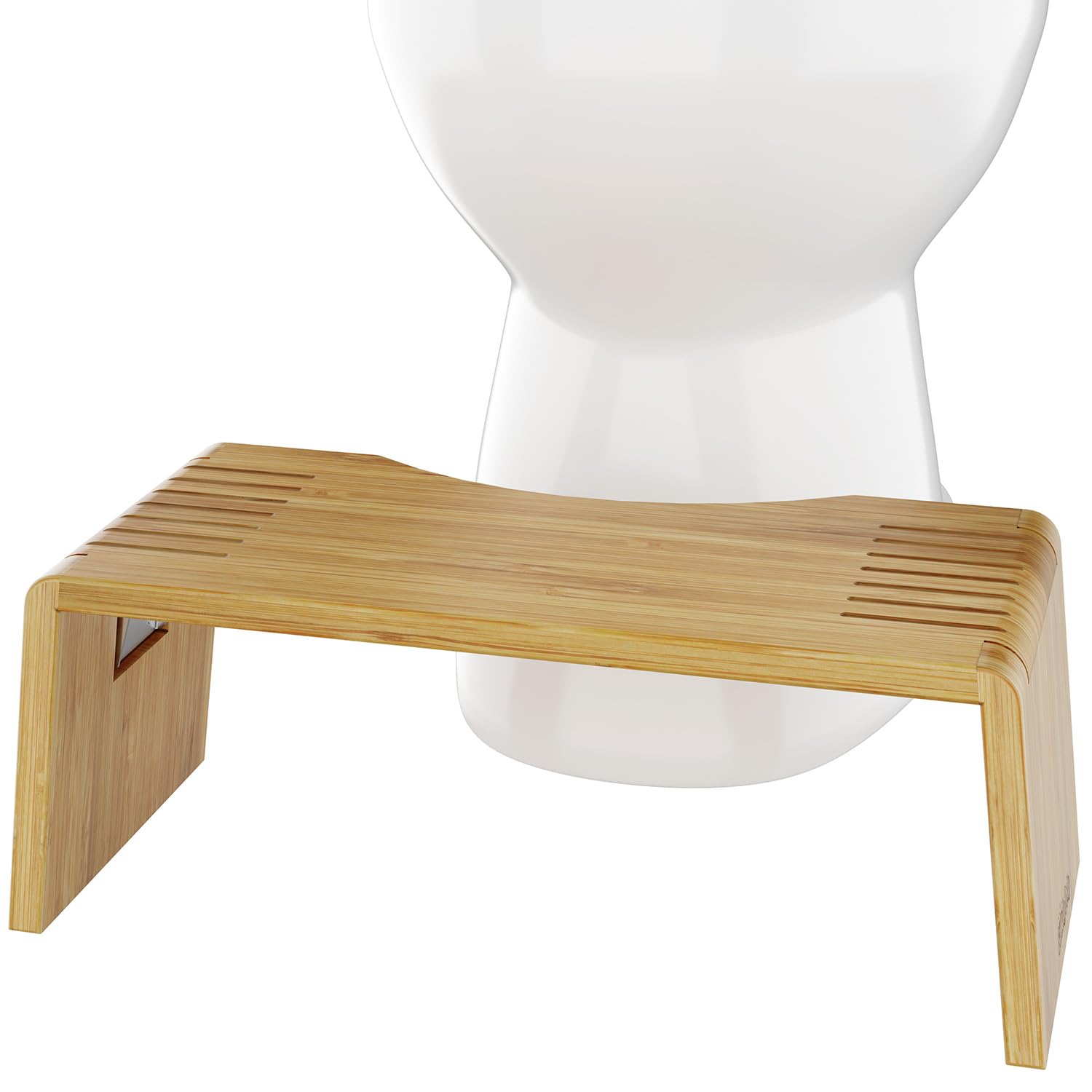 Squatty Potty Oslo Taburete plegable de bambú para inodoro – Taburete de baño plegable de 7 pulgadas para niños y adultos, color marrón
