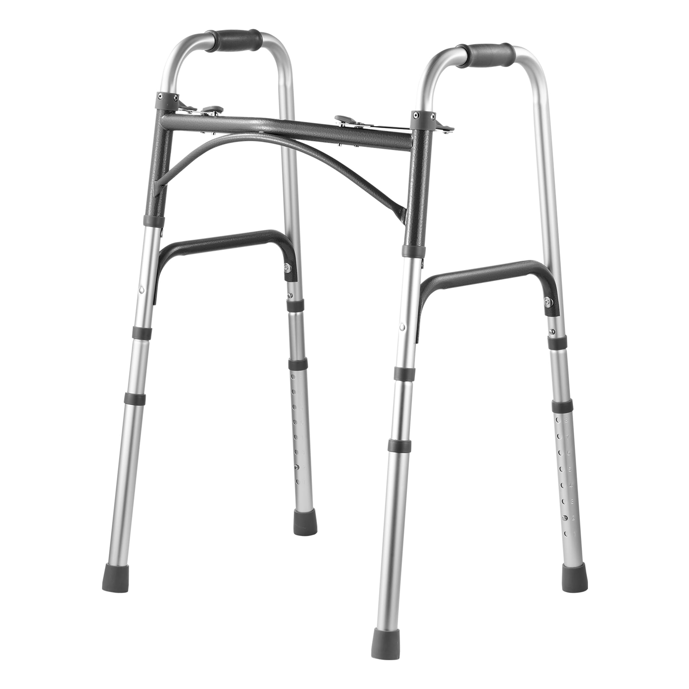 VEVOR Andador Plegable Capacidad de Carga 158 kg Andador de Ayuda para Movilidad de Aluminio Altura Ajustable de 8 Niveles 820-1000 mm Manijas Duraderas para Personas Mayores, Discapacitadas