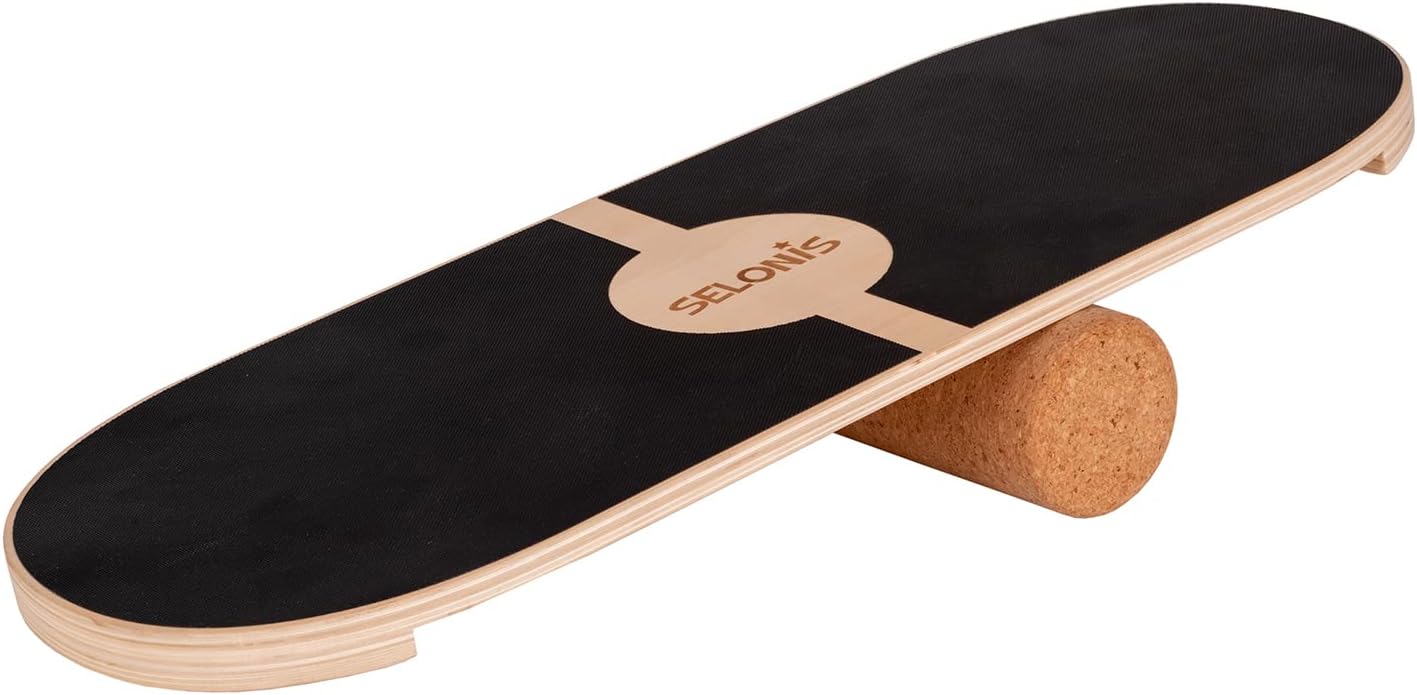 Selonis Balance Board Para Adultos Y Niños Con Rodillo,Tabla De Equilibrio De Madera Gimnasia Entrenamiento Estabilidad Fisioterapia Fitness Yoga