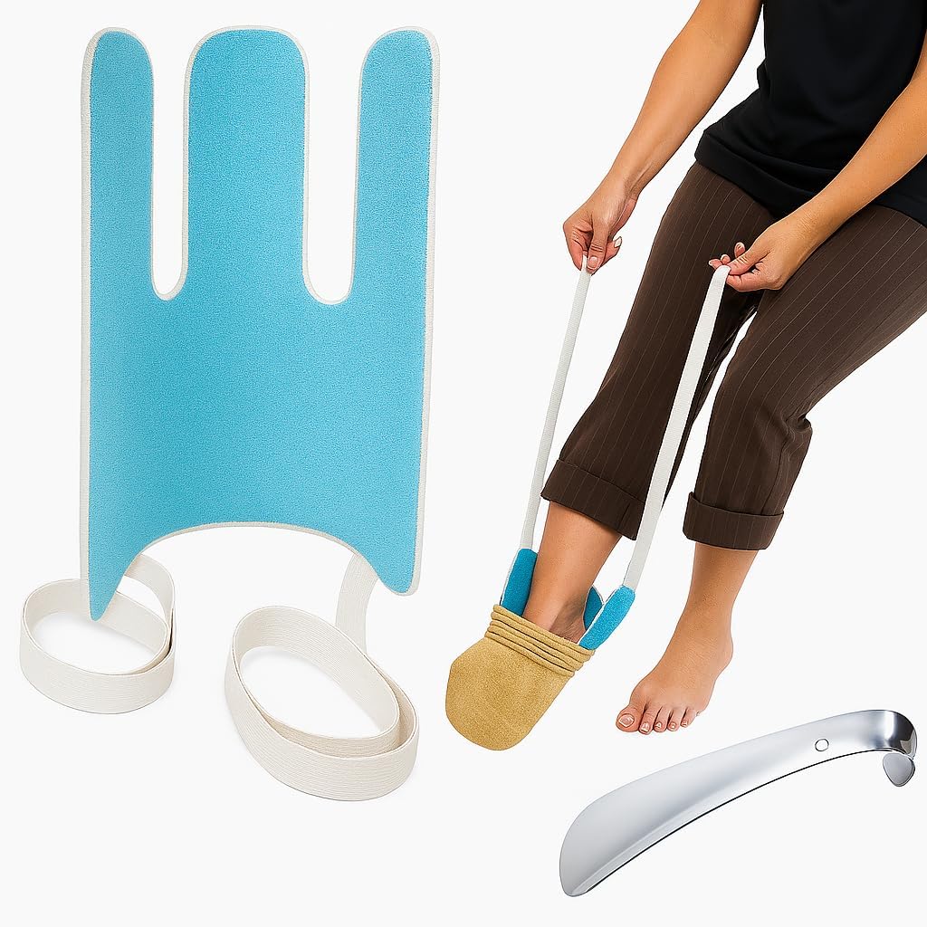 Calzador de Calcetines para Mayores + Calzador de zapatos | Aparato para Poner Medias de Compresión: Solución Ideal para Personas Mayores y con Movilidad Reducida