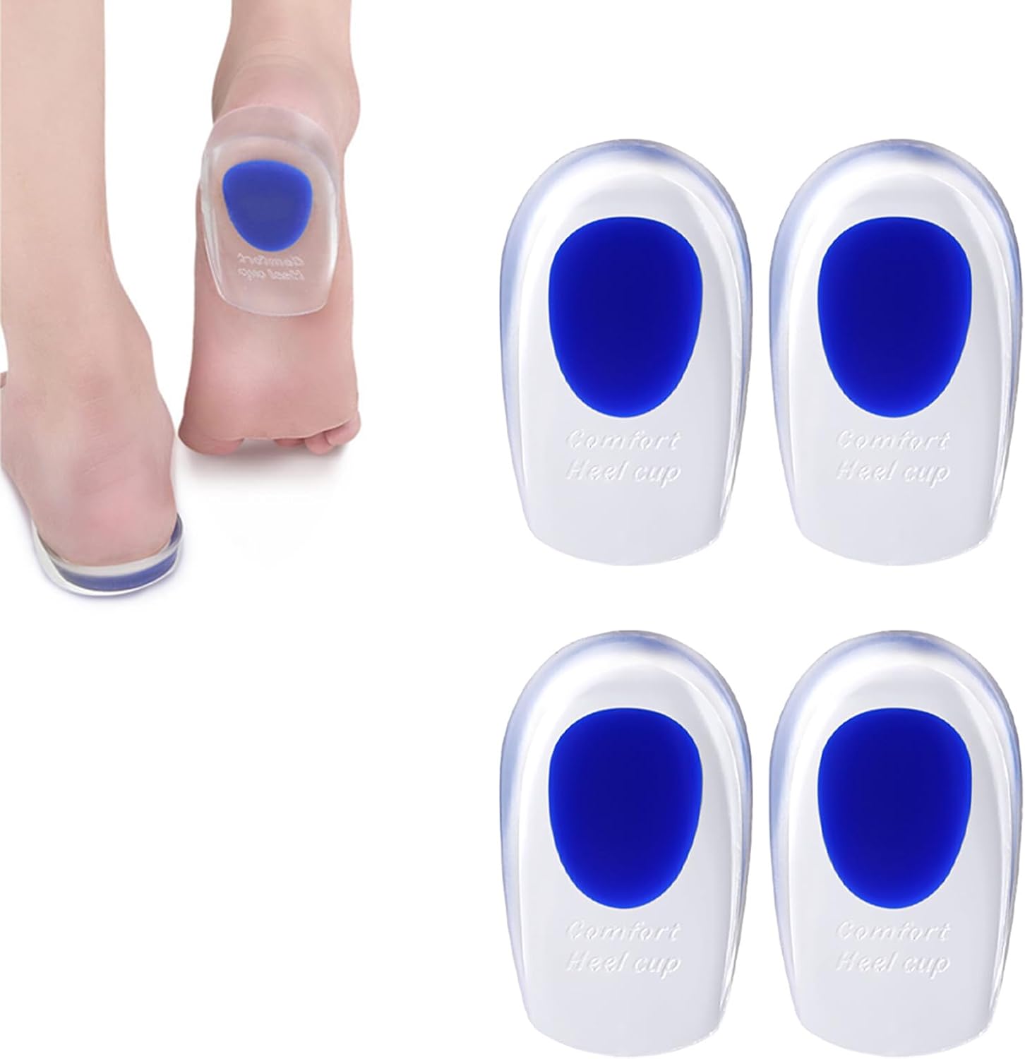 2 Pare Taloneras Silicona, Plantillas de Talón Gel, Adecuado para la Reducción del Impacto Plantar, Fascitis Plantar, Espolones Calcáneos, Tendinitis (33-38)