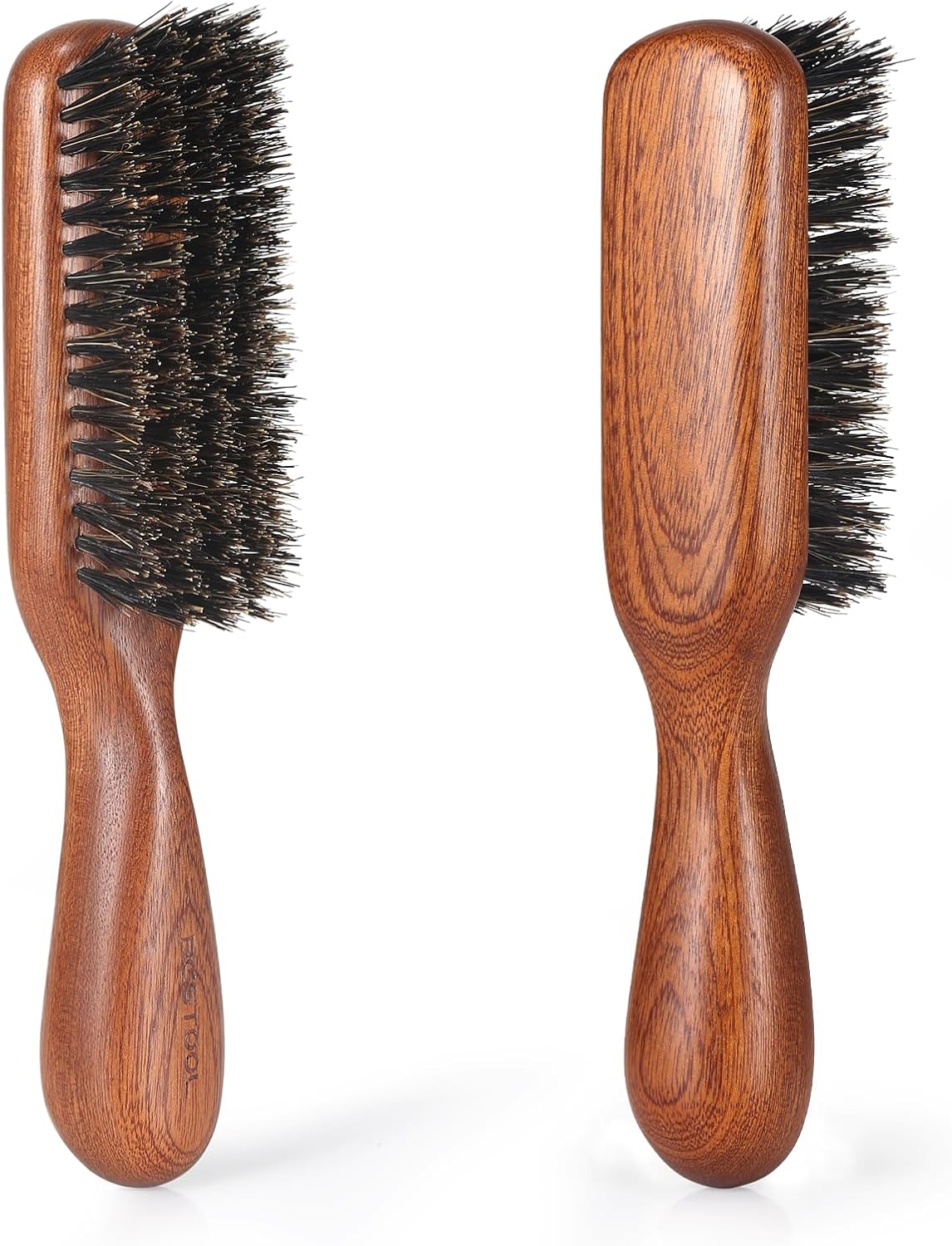 BESTOOL Cepillo de cerdas de jabalí para cabello fino y fino, cepillo de barba para el cuidado diario de la barba, cepillo para hombre con mango de madera de sapele