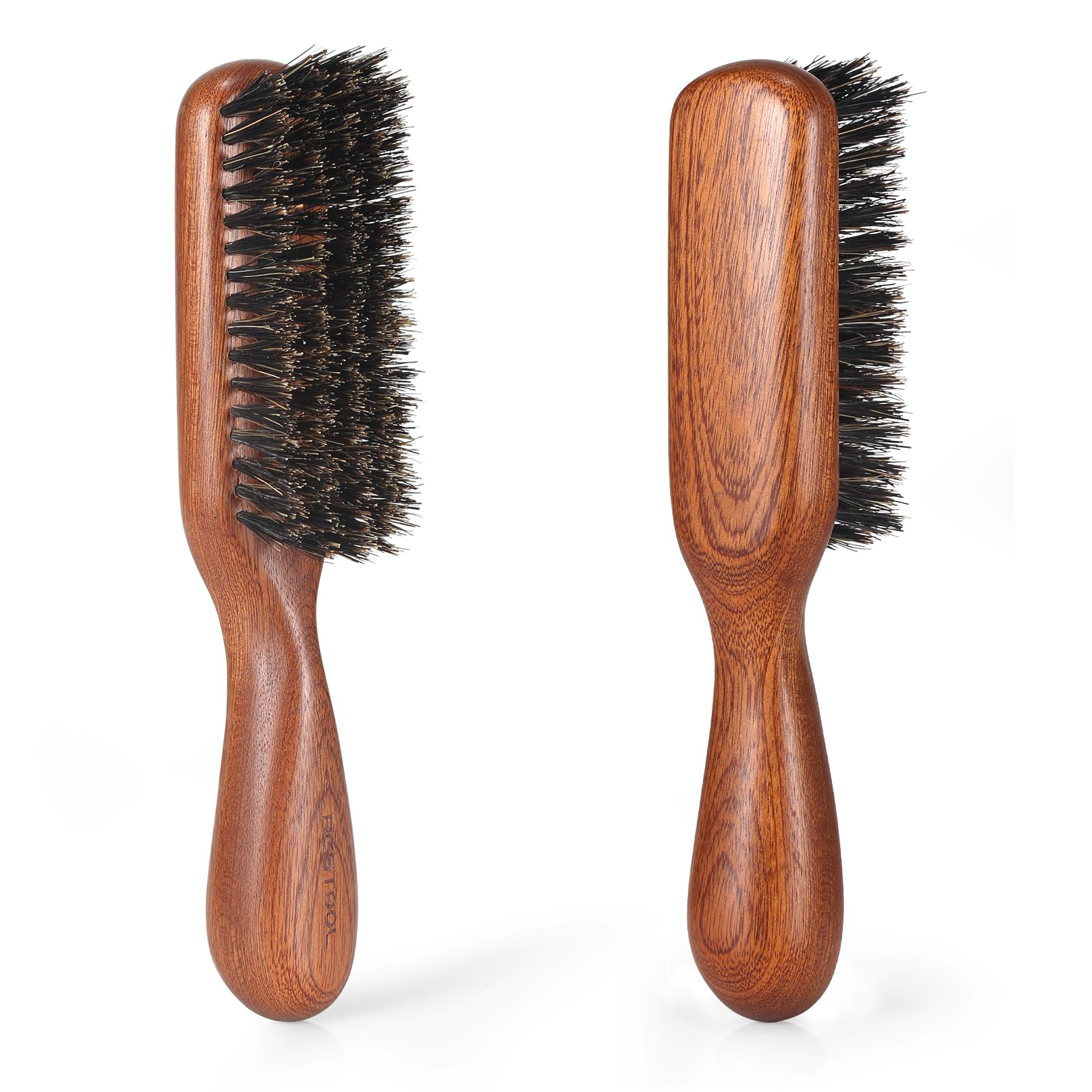 BESTOOL Cepillo para el pelo, cepillo de cerdas de jabalí para cabello fino y fino, cepillo para barba para el cuidado diario de la barba, cepillo para hombre con mango de madera de sapeli