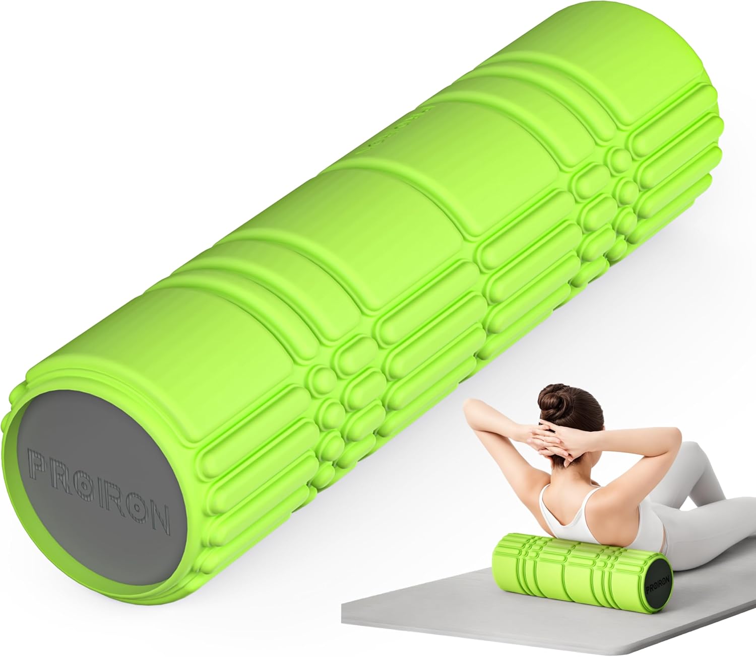 PROIRON Rodillo de espuma mejorado (un tacto gelatinoso), rodillo de masaje de tejido profundo patentado de densidad media de 42 x 13 cm, rodillo corporal para ejercicio, yoga y pilates