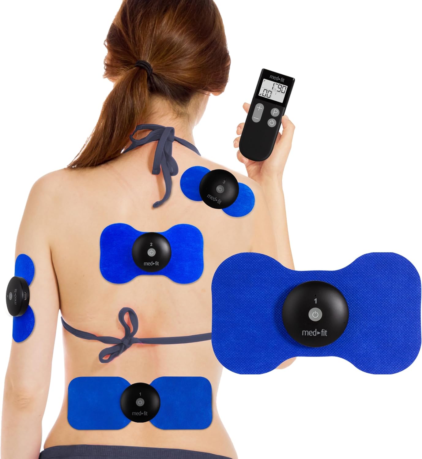 MED-FIT Máquina TENS inalámbrica de 4 canales para alivio del dolor, relajación muscular y manejo del dolor - Trata hasta 4 áreas simultáneamente para tratamiento de cuerpo completo - Fuerza