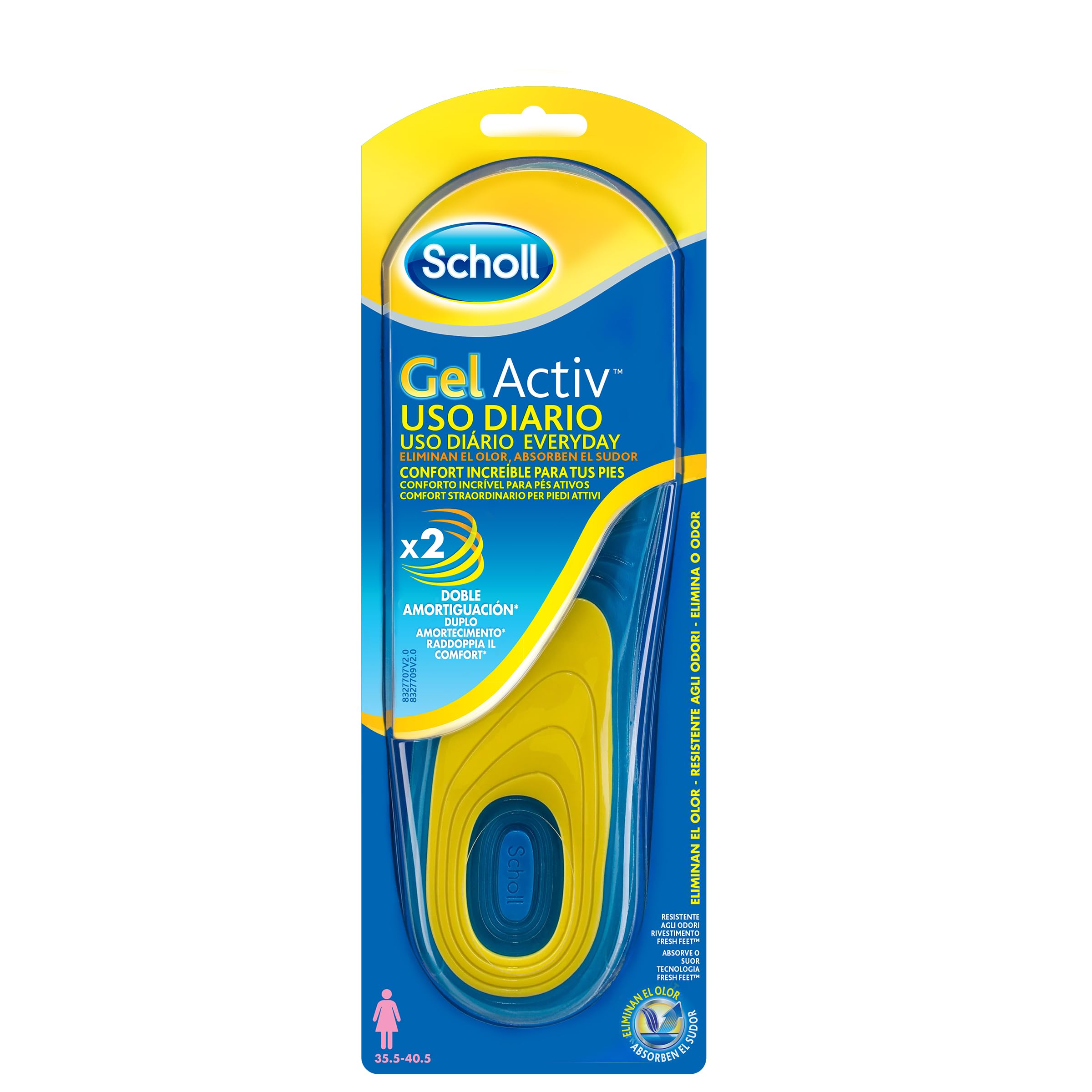 Scholl GelActiv, Plantillas de Mujer en Gel para Uso Diario, Comodidad para Todo el Día, Pack 2 Plantillas, Talla 35,5-40,5