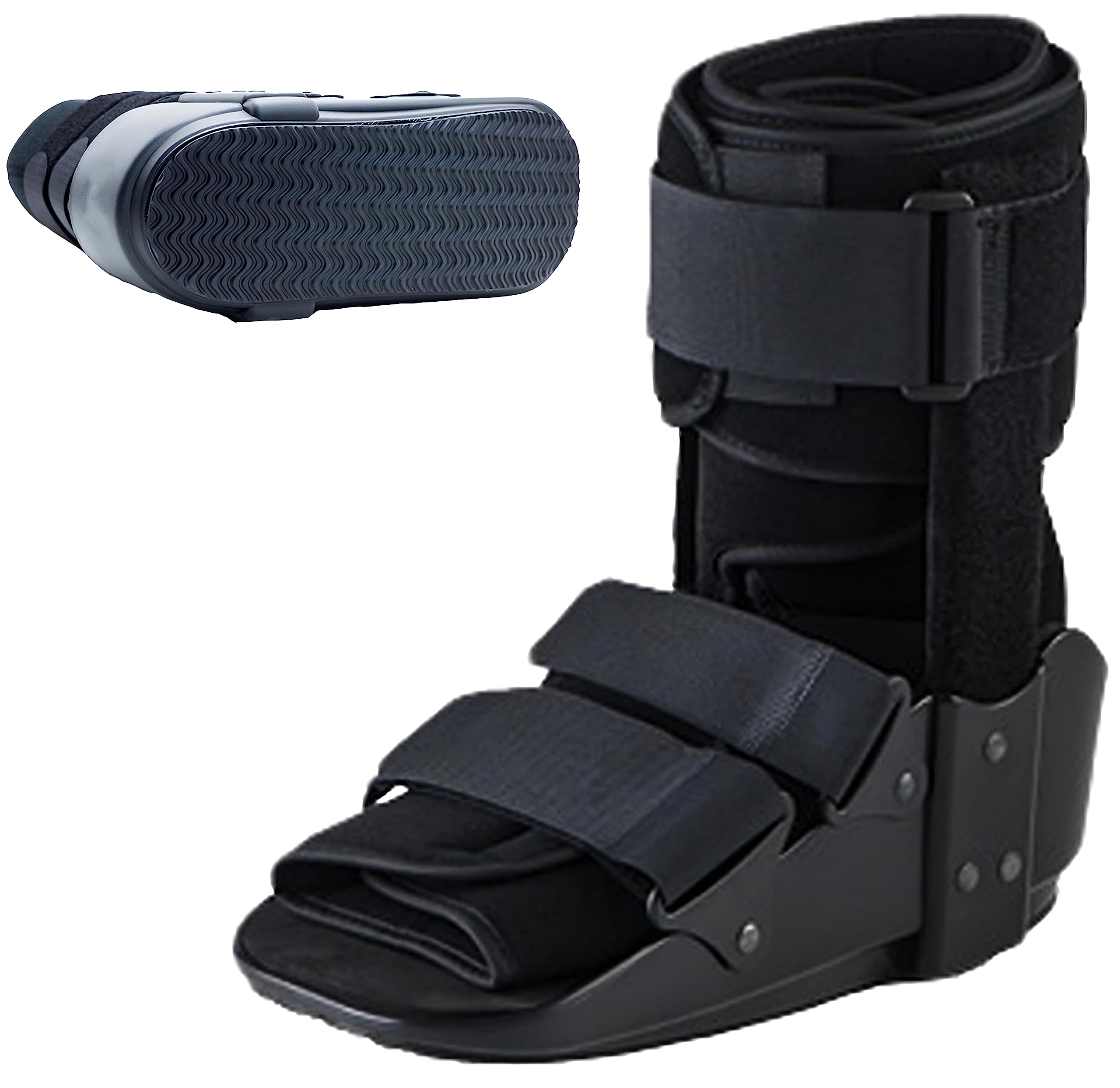 Bota de fracturas de ajuste ancho con suela basculante y forro de espuma suave, soporte de tobillo para tendinitis de Aquiles, fracturas y lesiones de tobillo | Suela basculante para máxima