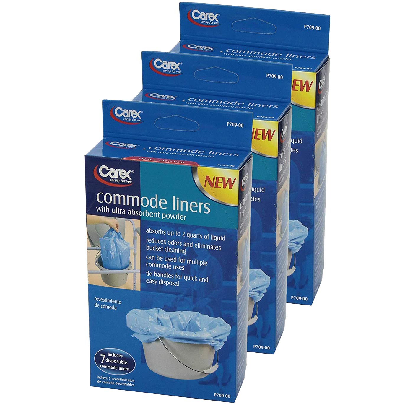 Carex Commode Liners – 7 cada uno, paquete de 3