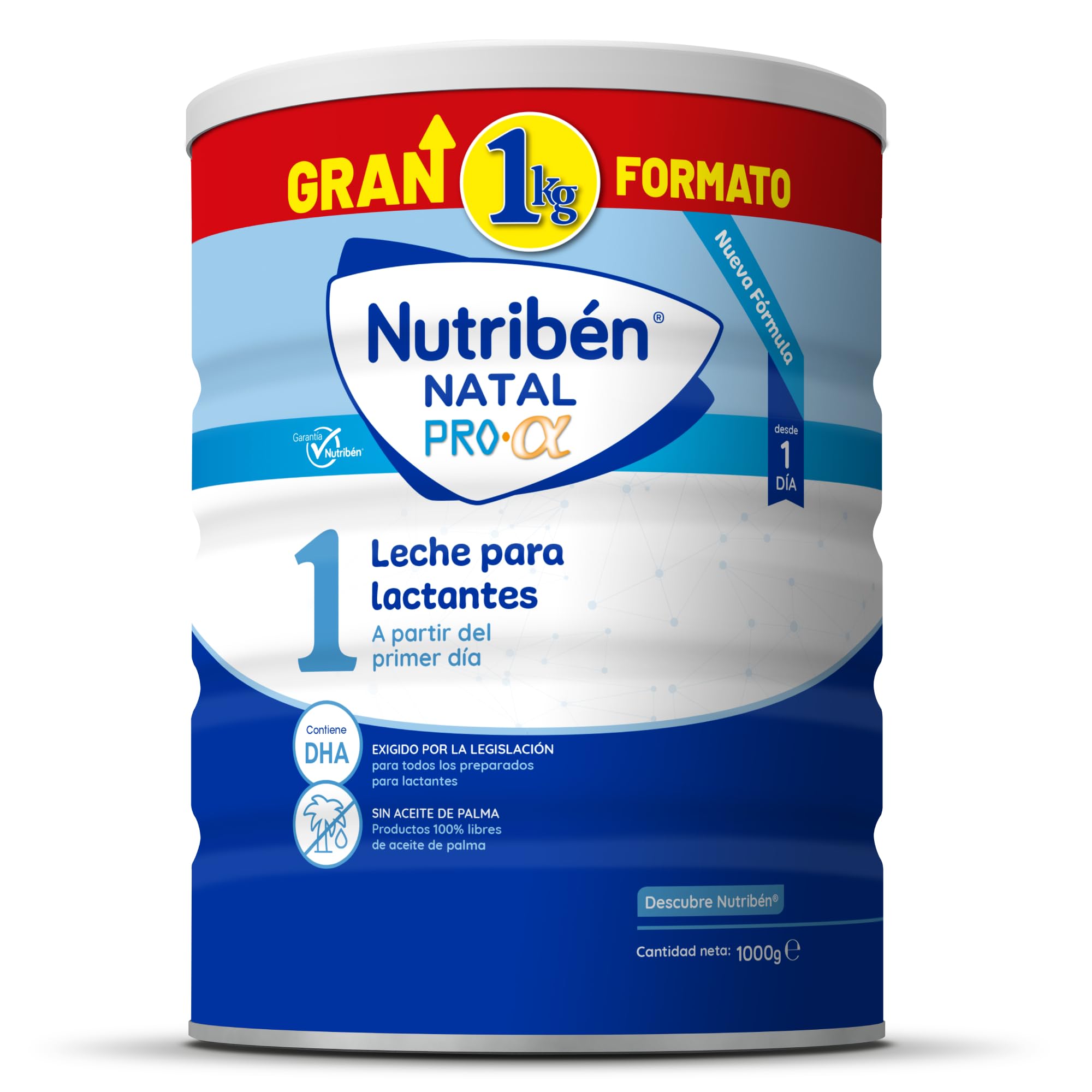 Nutribén Natal Pro Alfa 1 - Leche en Polvo Bebé 1 | Leche de Fórmula para Bebé desde el Primer Día | sin Aceite de Palma | con Cacito Dosificador Incluido | con DHA | 1 Bote de 1KG