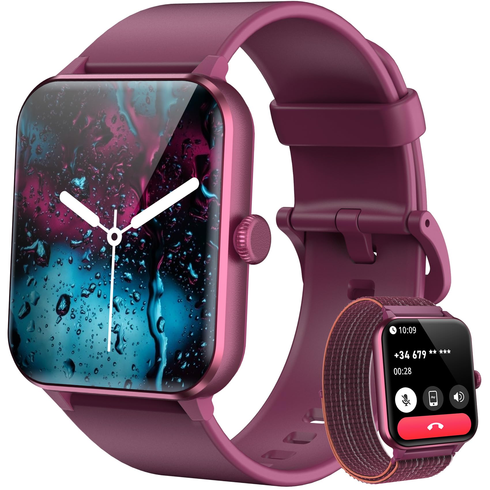 Blackview Reloj Inteligente Mujer con Llamadas Bluetooth, Pulsómetro/Oxímetro/Sueño/Podómetro, 1.85\" Smartwatch con Whatsapp Mensajes, 100 Modos Deportivos, Pulsera Actividad para Android iOS