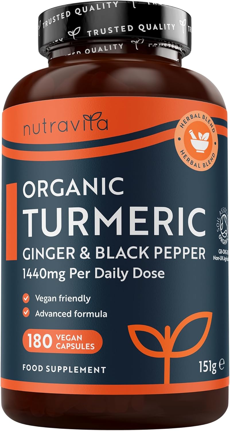 Nutravita Cúrcuma Orgánica con Jengibre y Pimienta Negra - 180 Cápsulas Veganas, 3 meses - Cúrcuma en Cápsulas Bio con Extracto de Curcumina Ecológica para Inflamación, problemas Digestivos