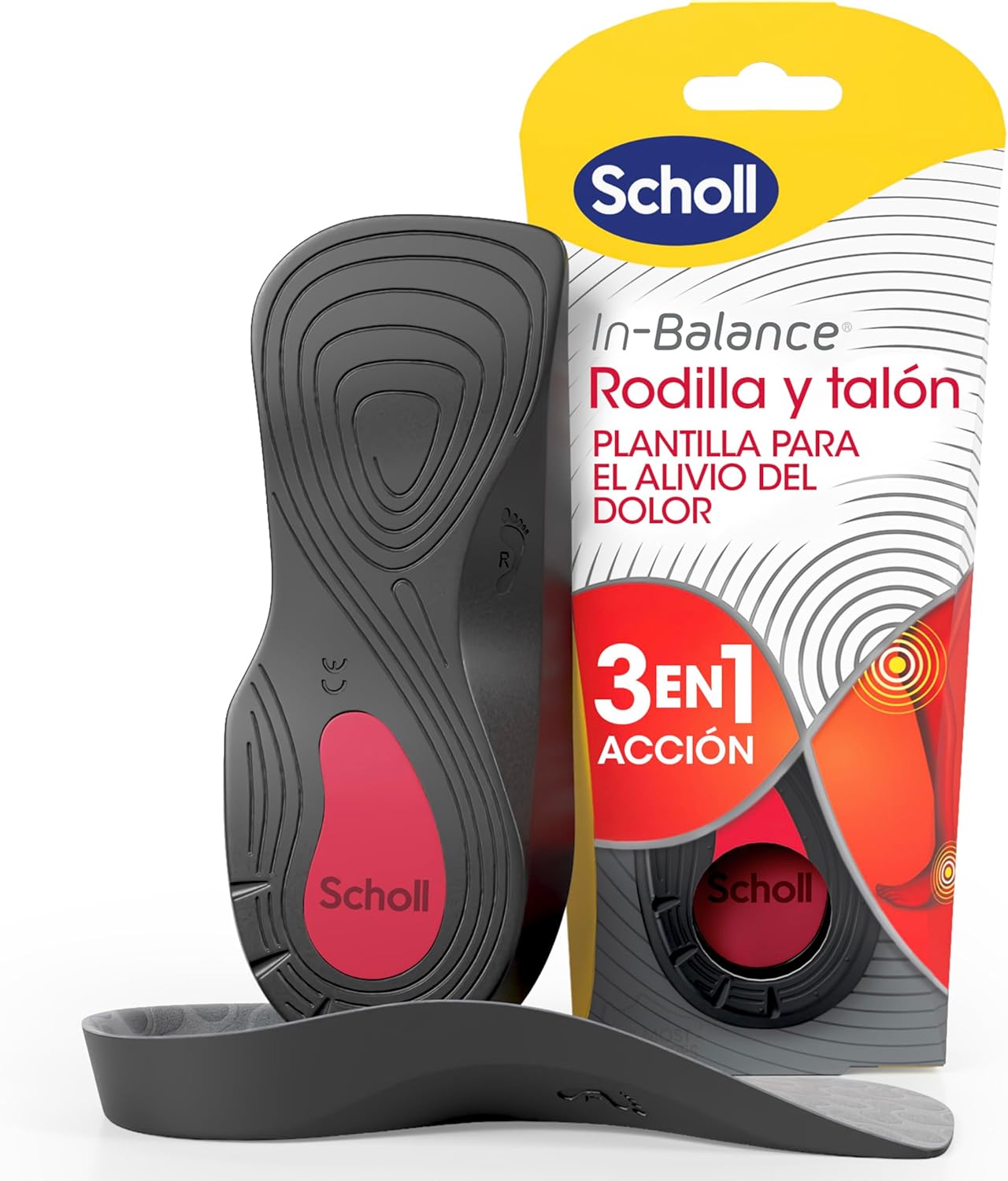 Scholl Plantilla In-Balance para el Alivio del Dolor de Rodilla y Talón, 1 par, talla M (40 - 42)