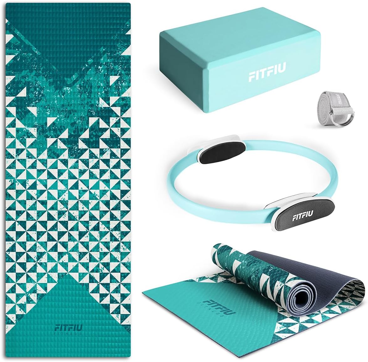 Set de Pilates con Esterilla y Correa FITFIU Fitness KITWELL con Accesorios para Yoga y Guía de Ejercicios Wellness