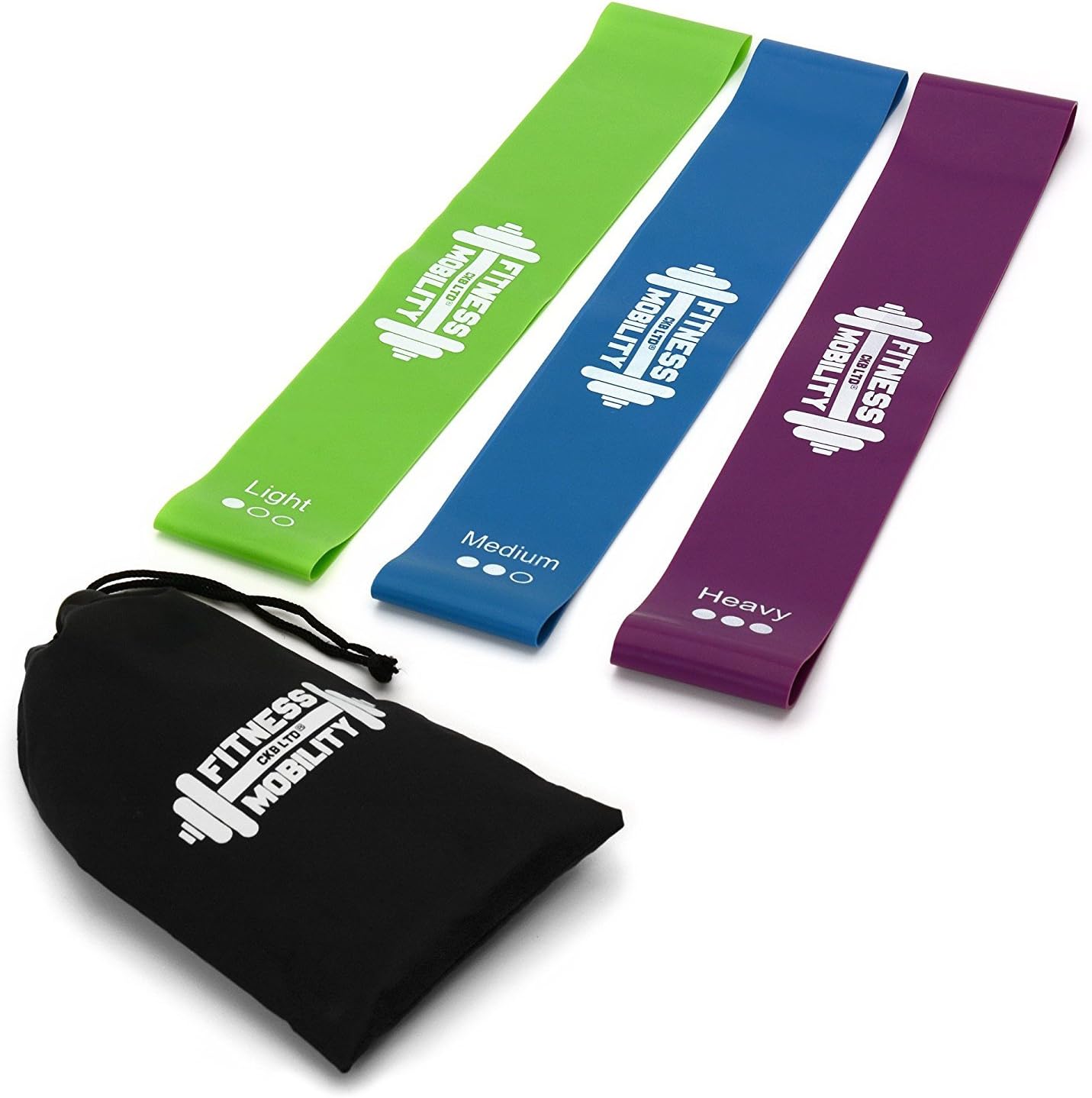 CKB Ltd Juego de 3 bandas de resistencia para ejercicios, cerradas y elásticas para tobillo y pierna látex natural ideales para ejercicios de glúteos fisioterapia pilates yoga movilidad y fuerza