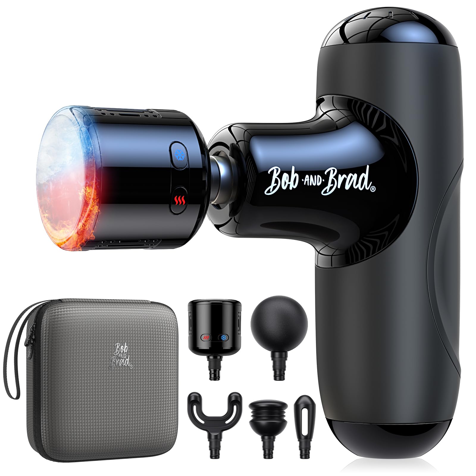 Mini Pistola de Masaje con Calor y Frío, Bob and Brad Q2 Pro Pistola de Masaje de Tejido Profundo de Bolsillo, Percusión Portátil Ultrasilenciosa para Aliviar el Dolor y Recuperación