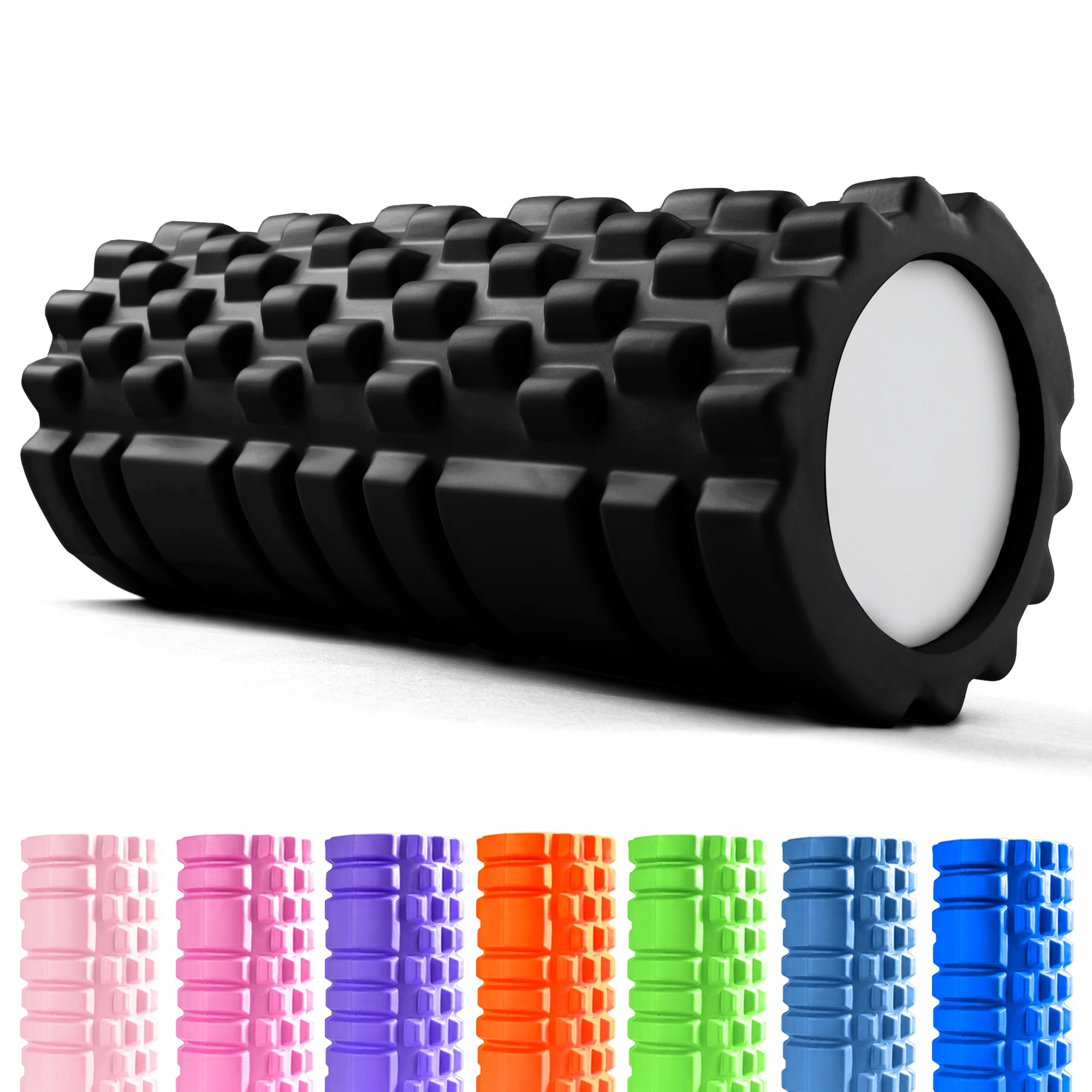 unycos - Rodillo para Masajes Musculares【33x14 cm】Resiste 130 kg | Cilindro de Espuma Dura para Fitness, Terapia con Foam Roller | Herramienta de Automasaje para Recuperación y Flexibilidad (Negro)