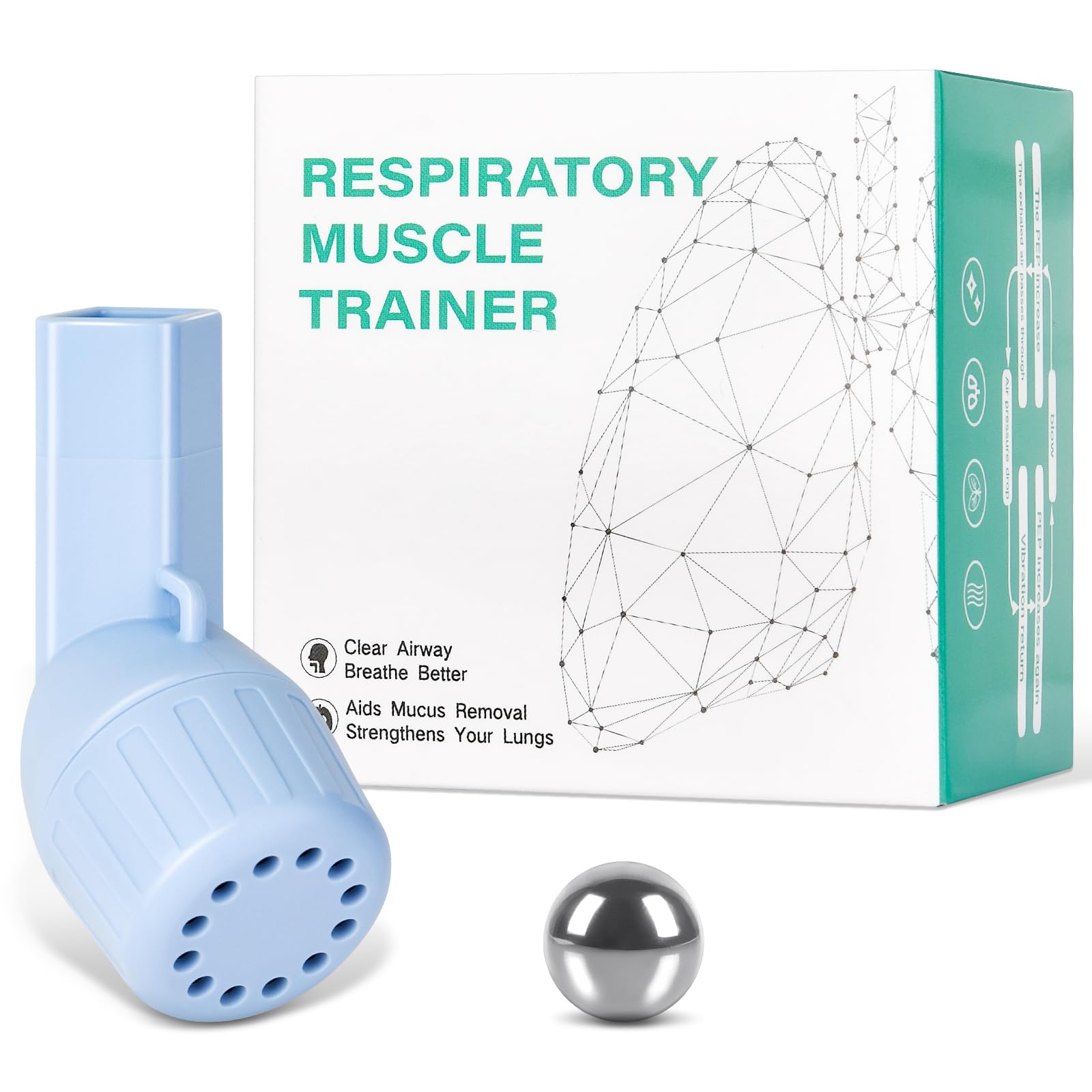 ACWOO Expansor de Pulmón Respiratorio, Dispositivo de Limpieza de Mucosidad, Ejercitador Respiratorio de Mano, Dispositivo Natural de Eliminación de Mucosidad, Removedor de moco de Pulmón